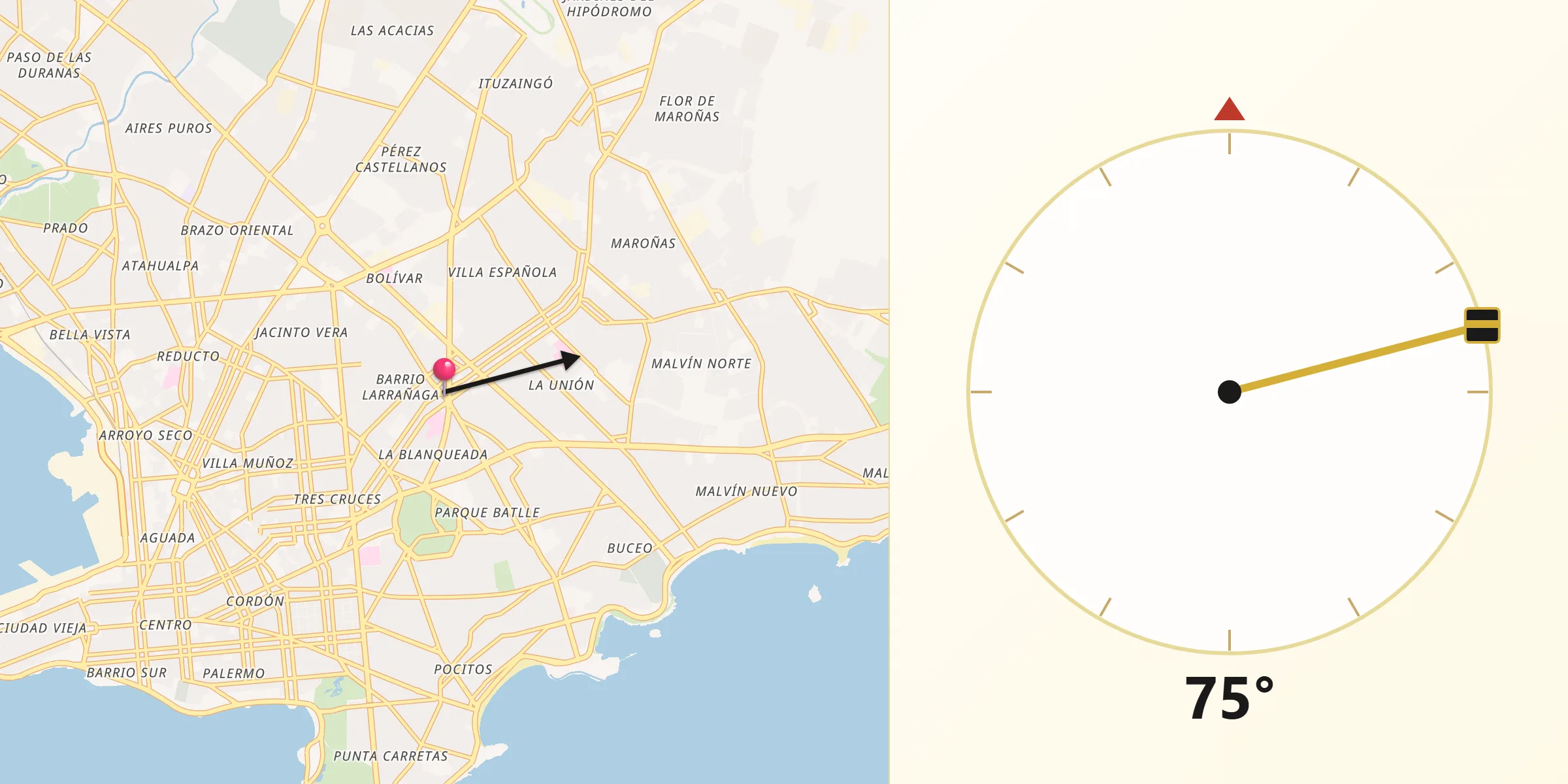 Dirección de la Qibla desde Jardines del Hipódromo