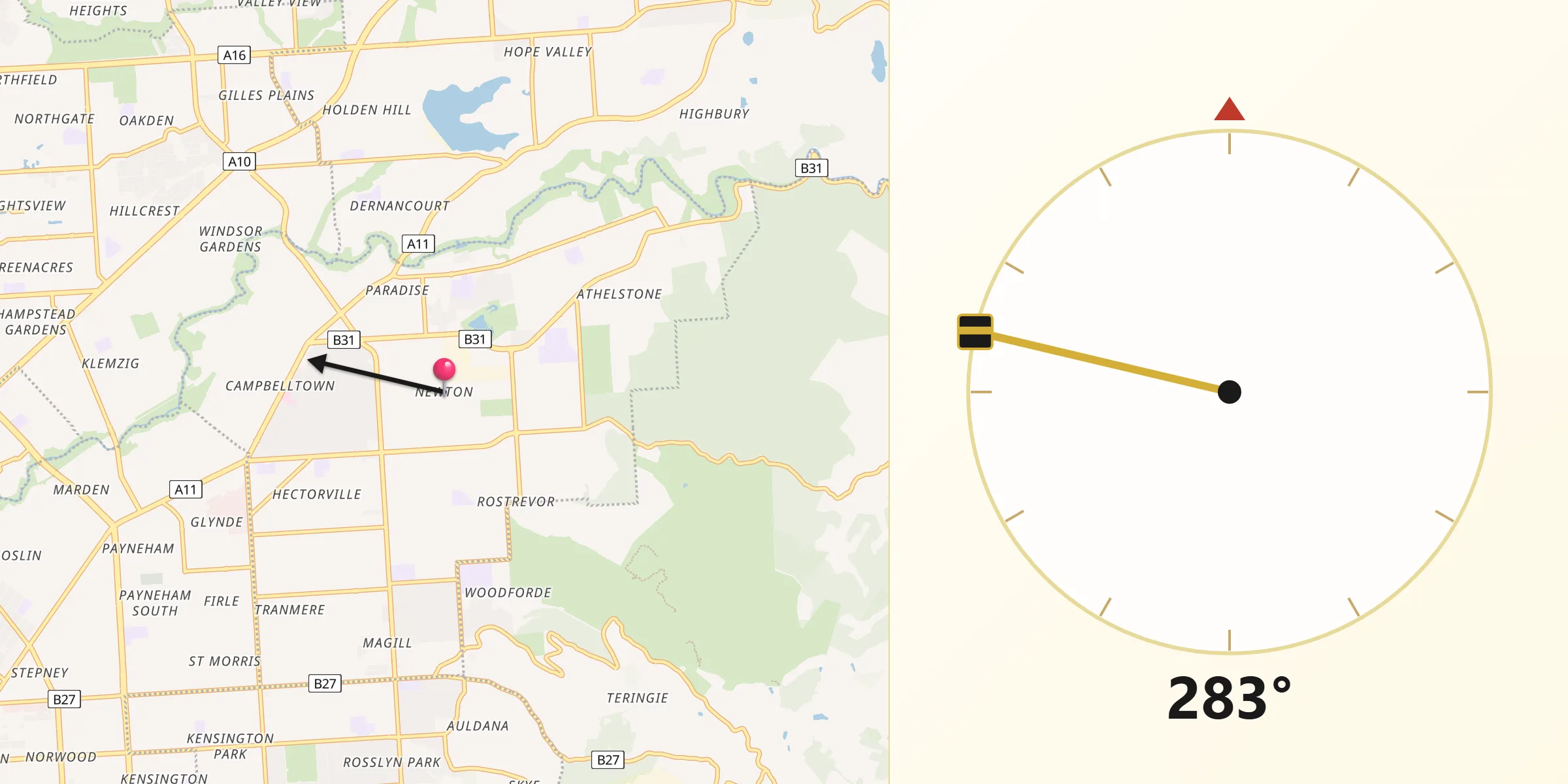Qibla Direction from Newton