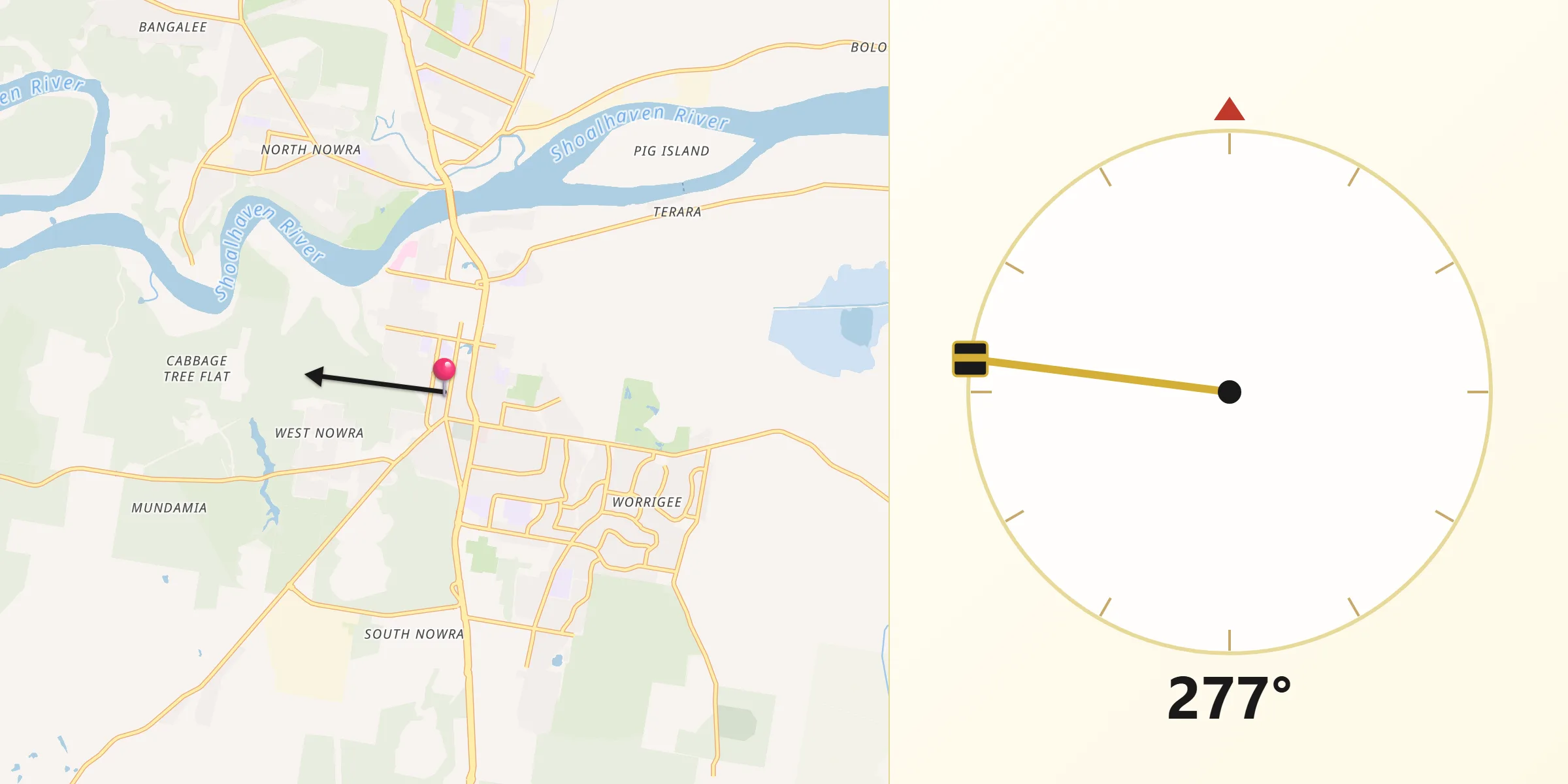 Qibla Direction from Nowra