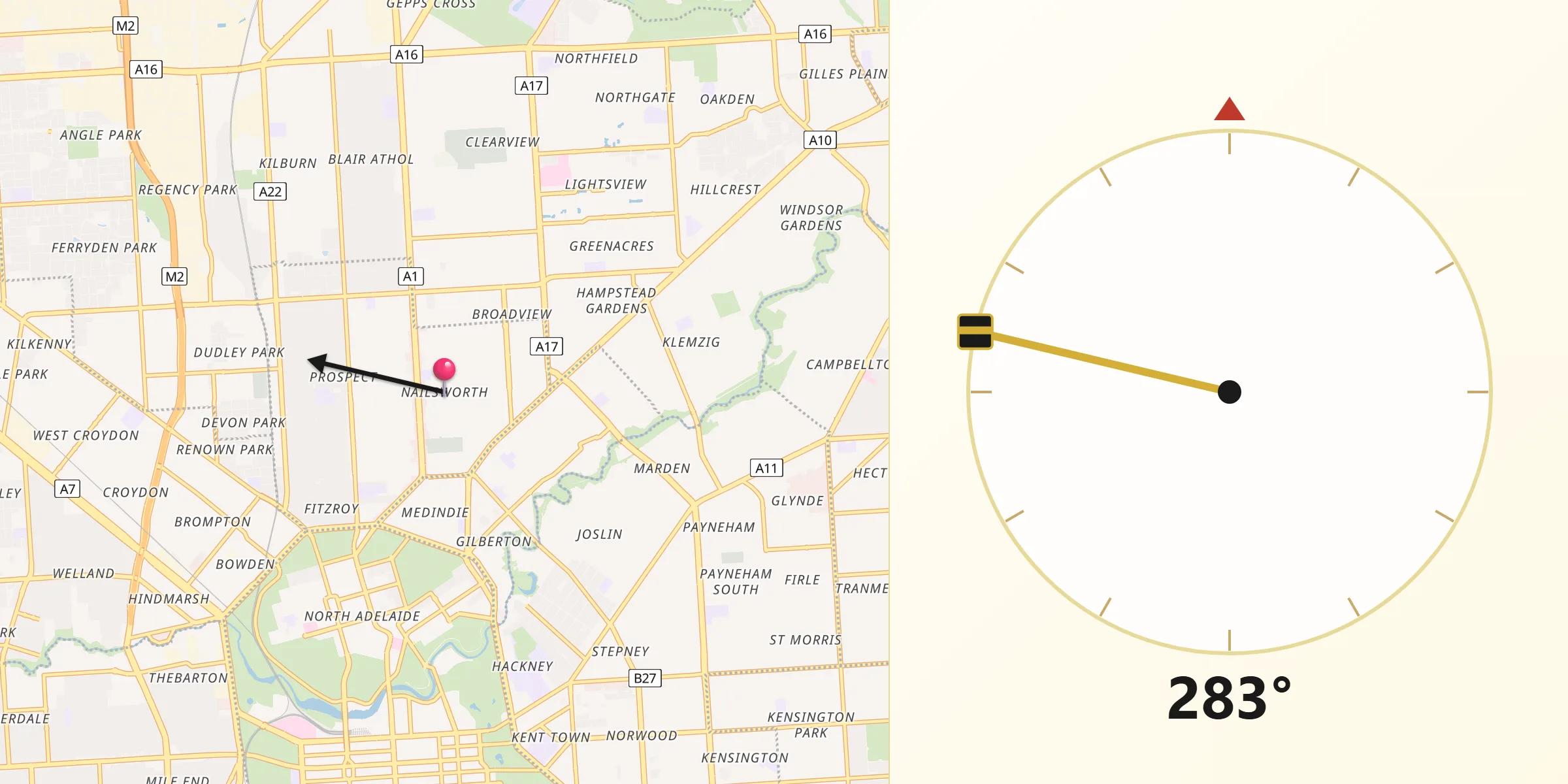 Qibla Direction from Nailsworth