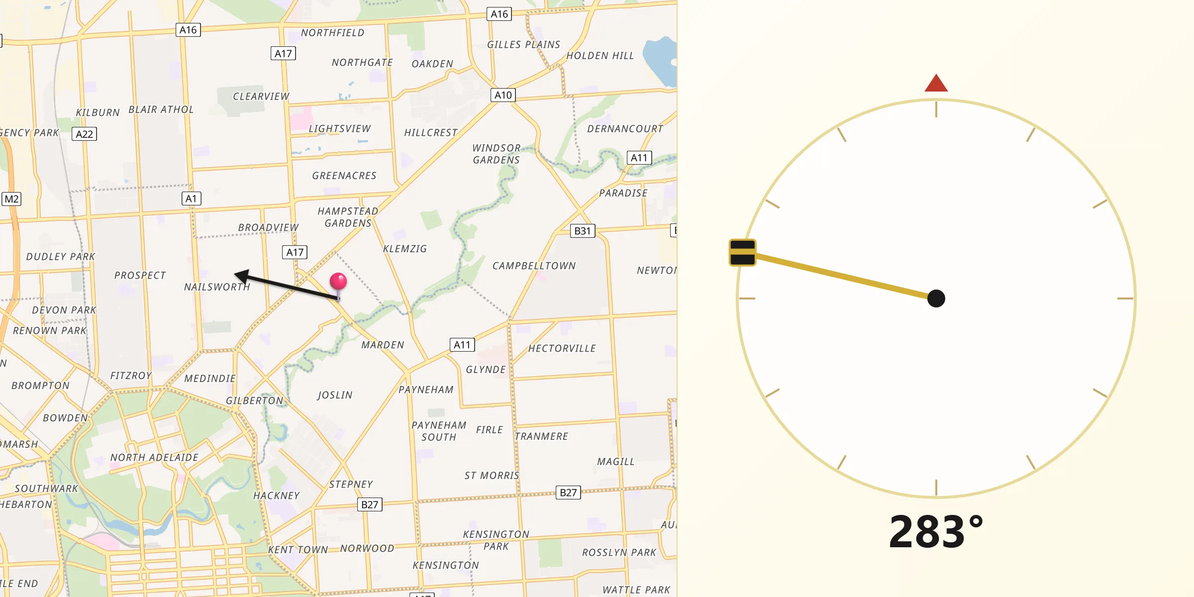 Qibla Direction from Vale Park