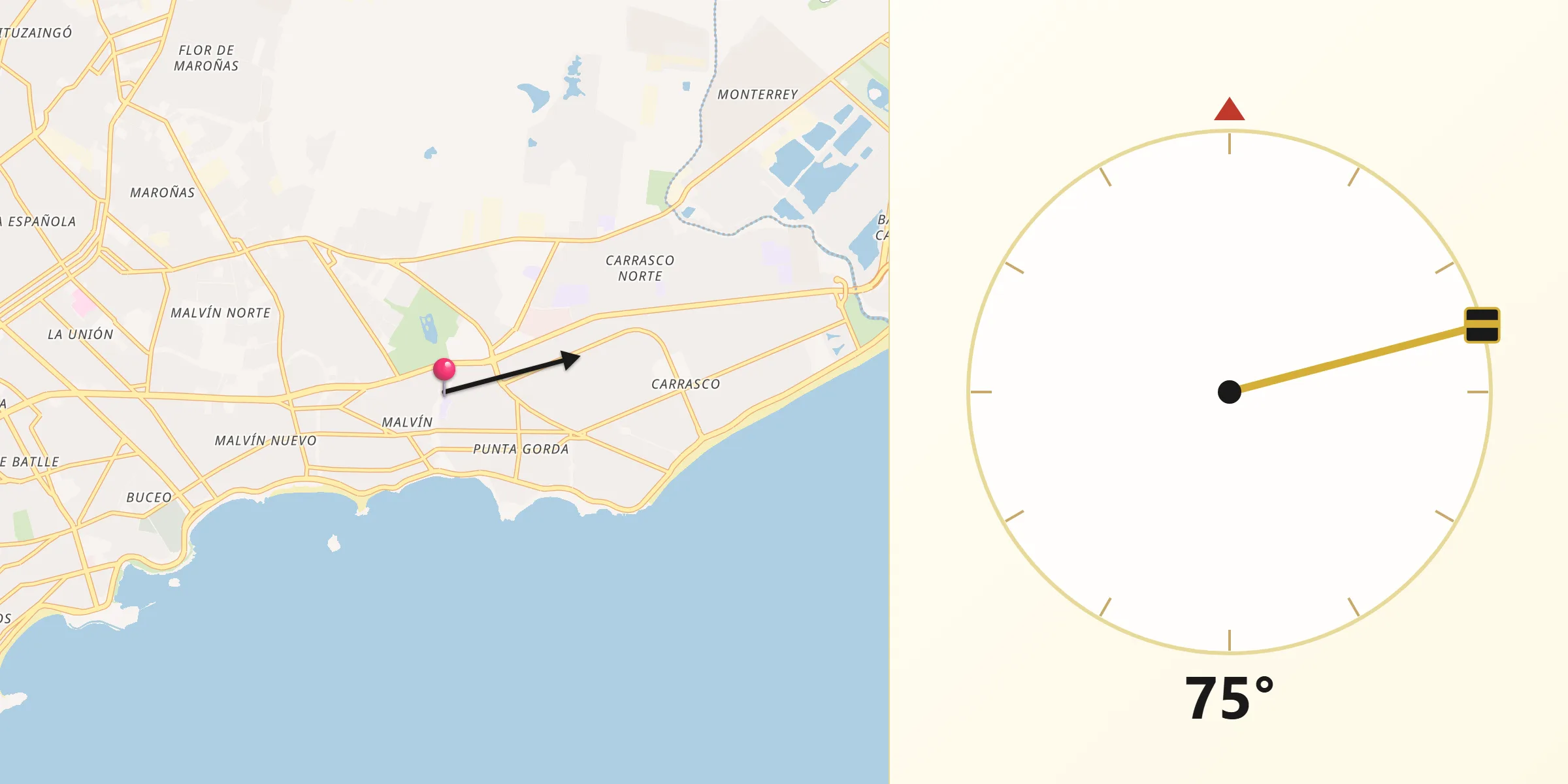 Dirección de la Qibla desde Punta Gorda