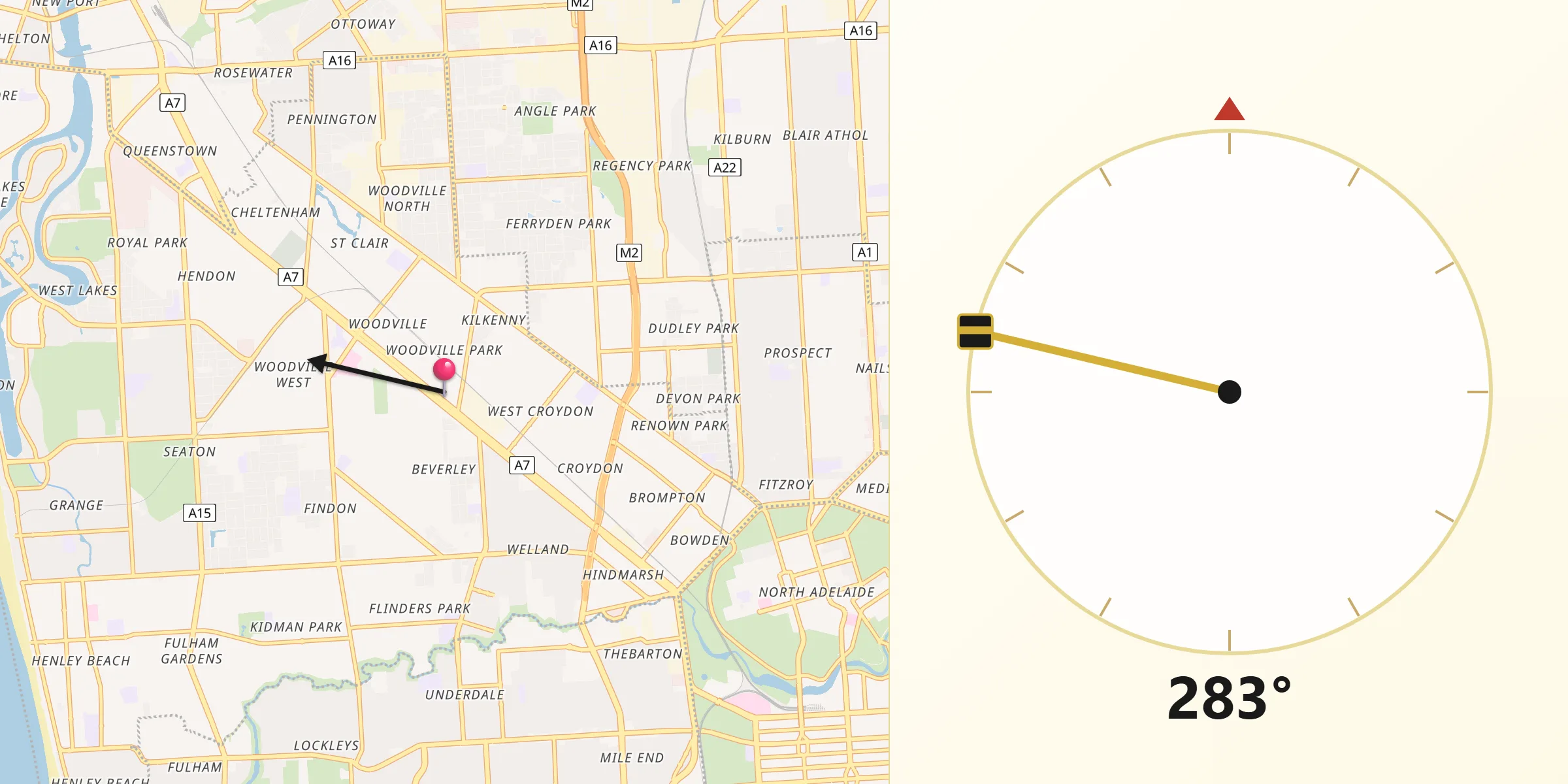 Qibla Direction from Woodville Park