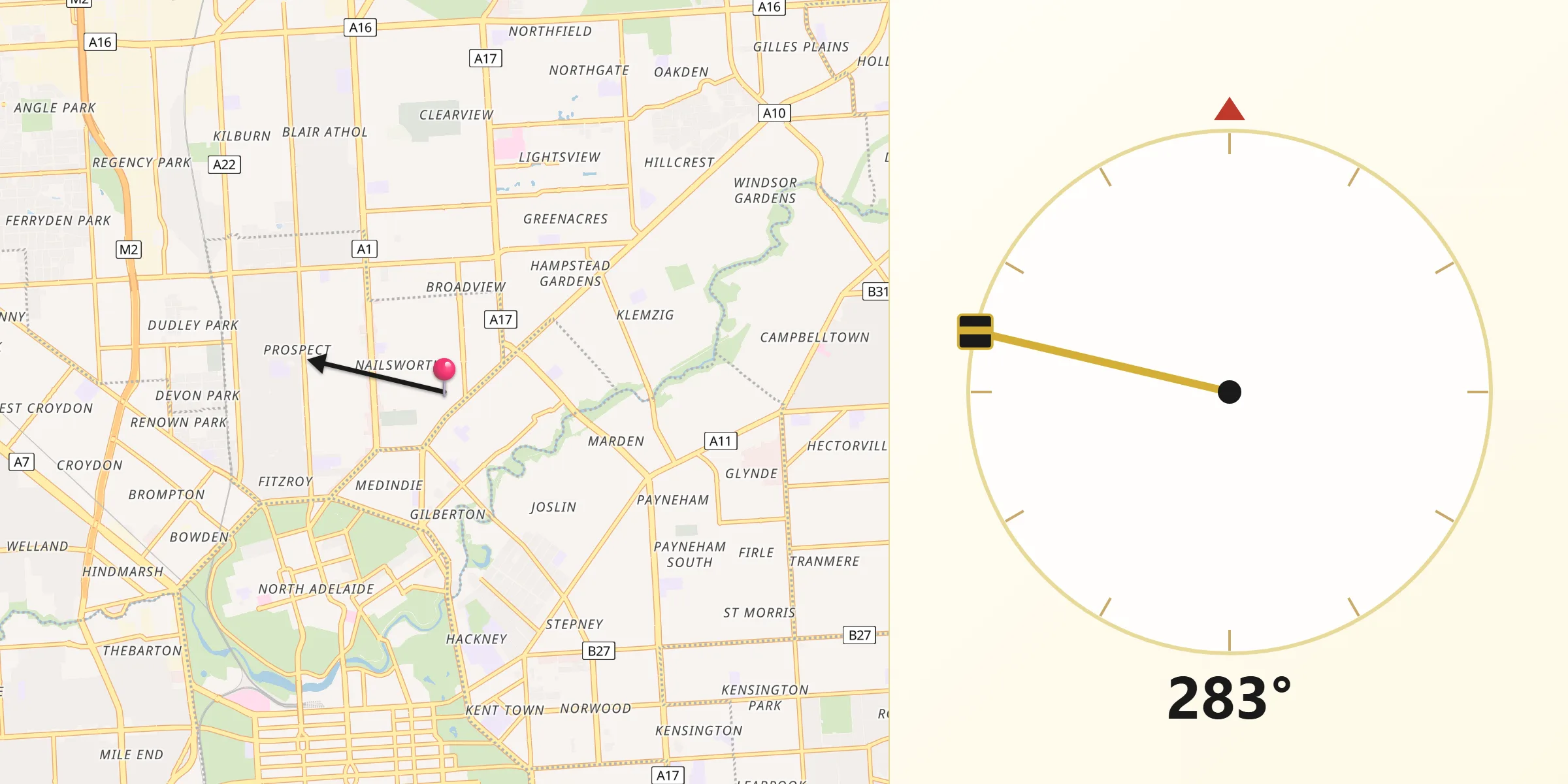 Qibla Direction from Collinswood