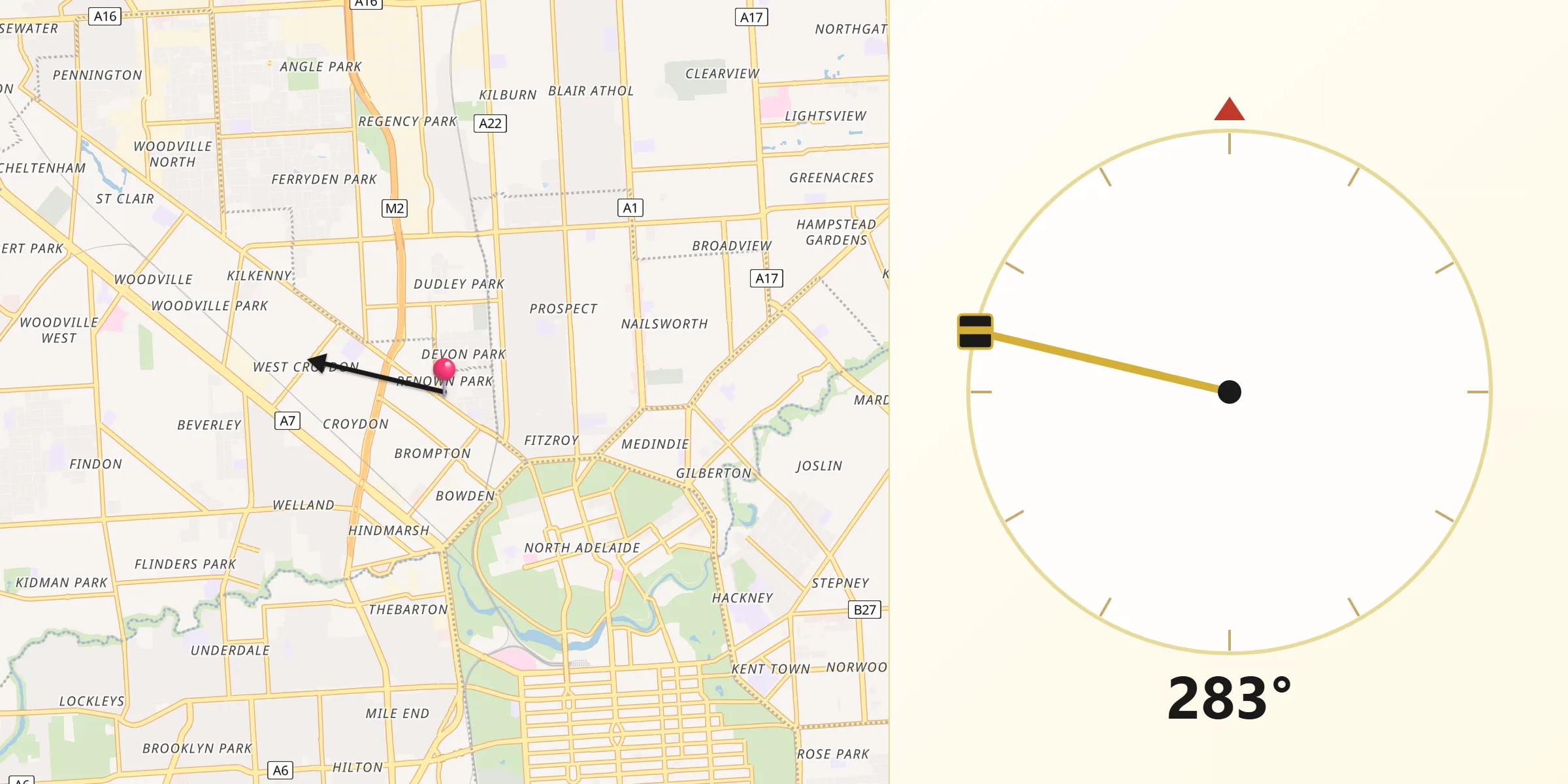 Qibla Direction from Renown Park