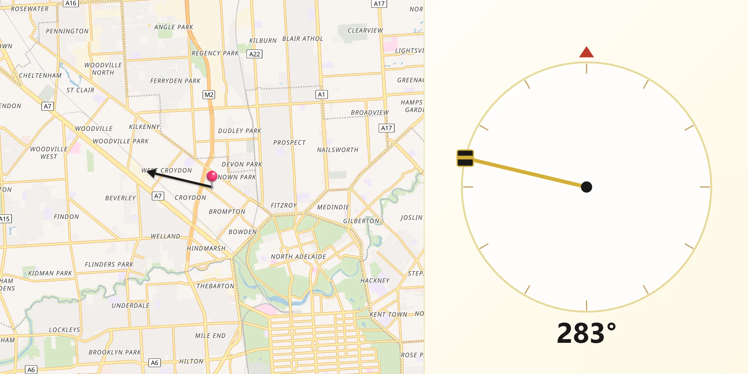 Qibla Direction from Ridleyton