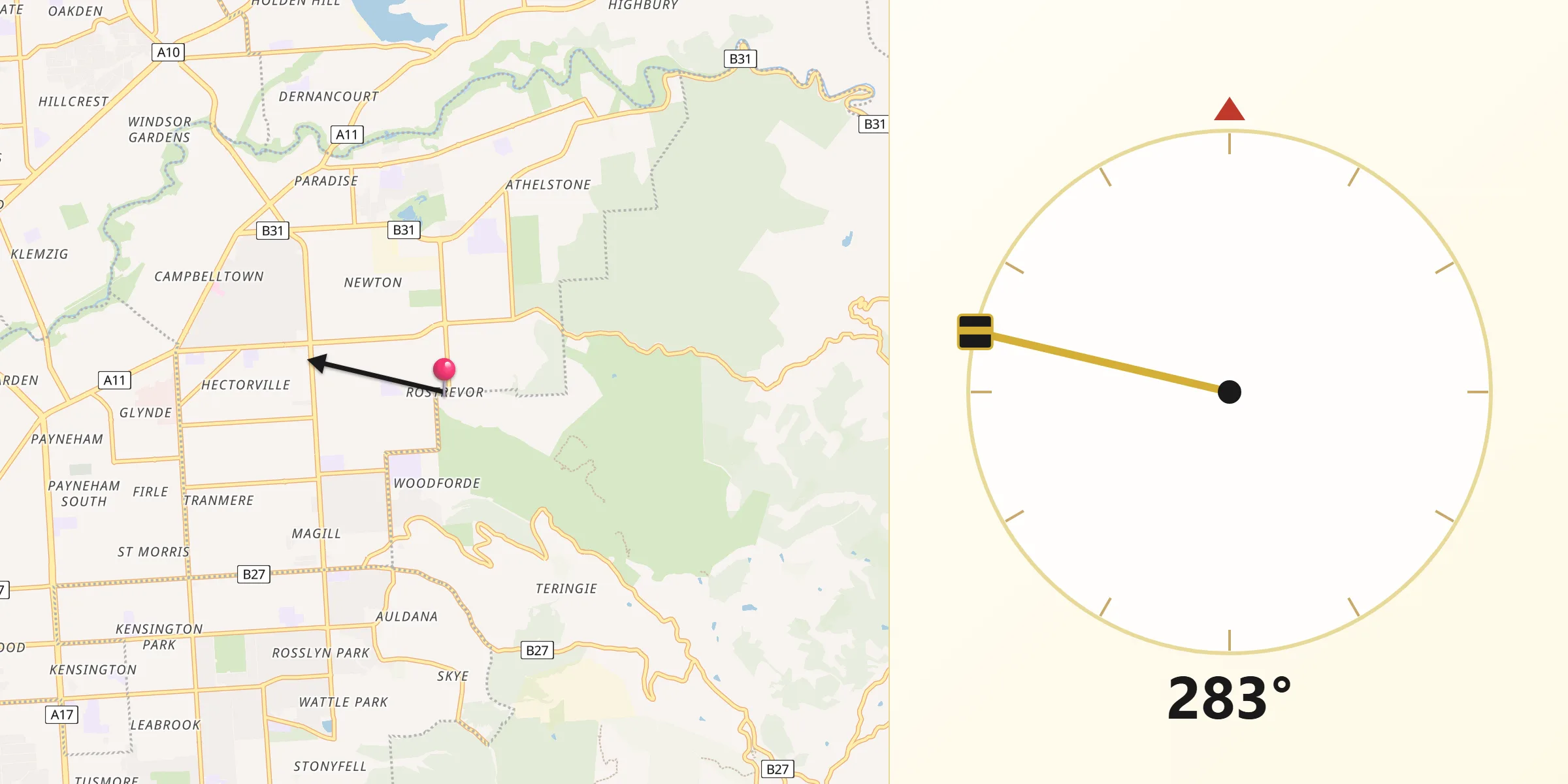 Qibla Direction from Rostrevor