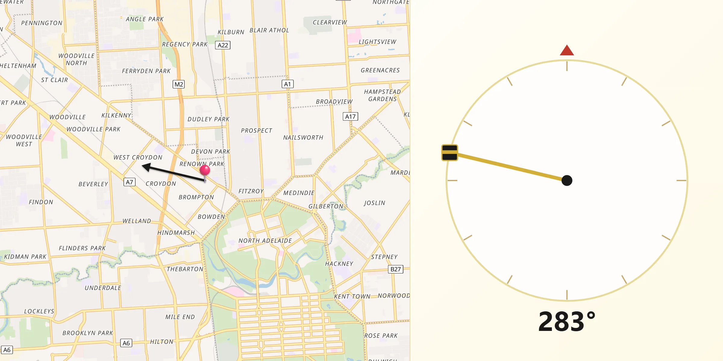 Qibla Direction from Brompton