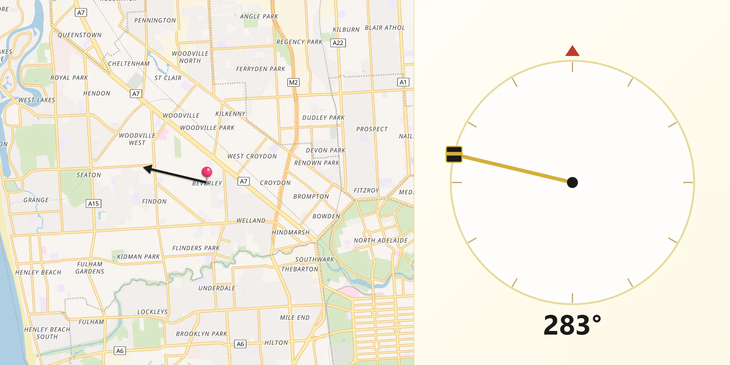Qibla Direction from Beverley