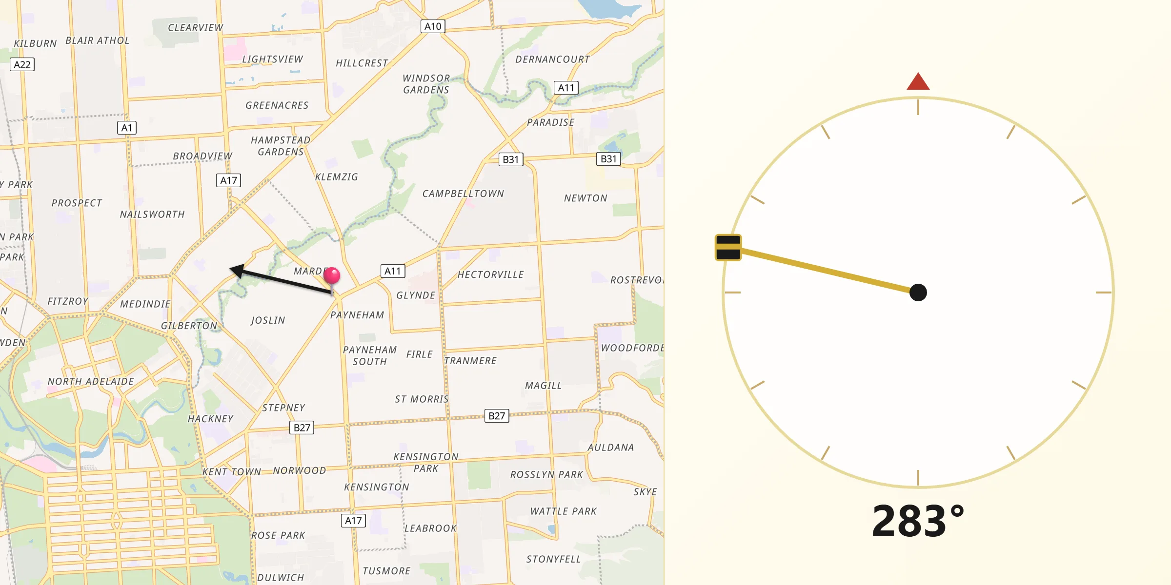 Qibla Direction from Marden