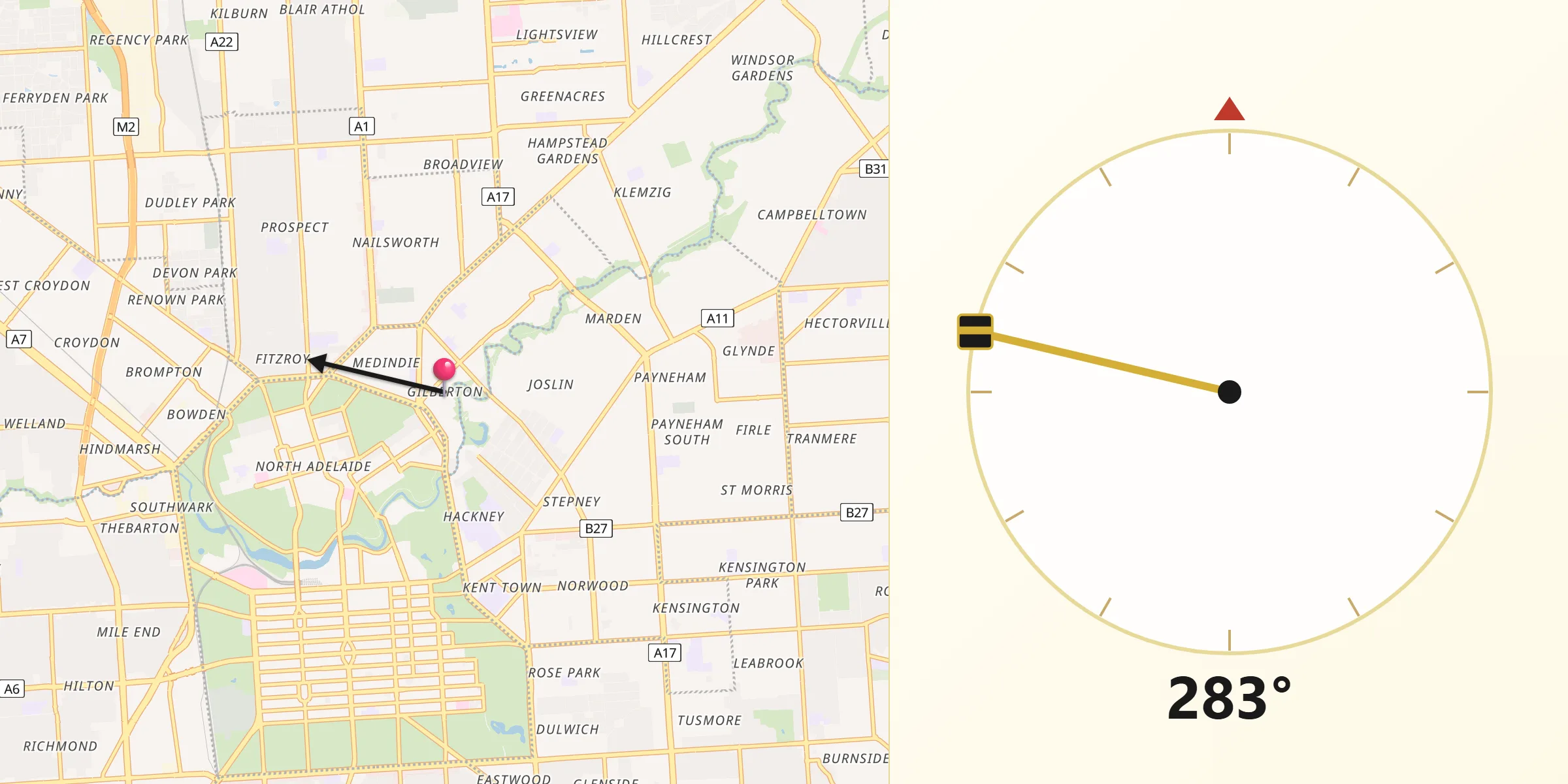 Qibla Direction from Gilberton