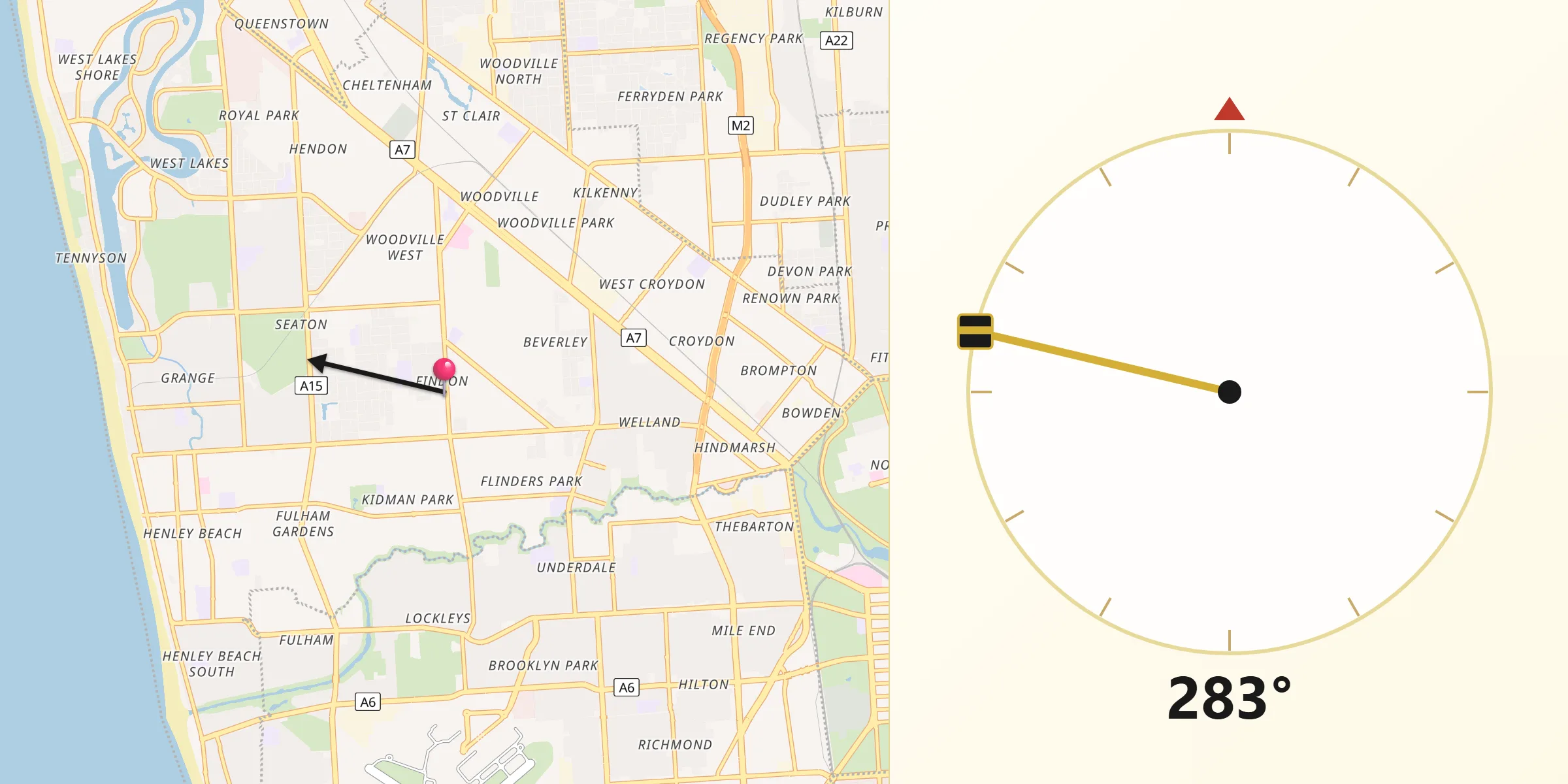 Qibla Direction from Charles Sturt