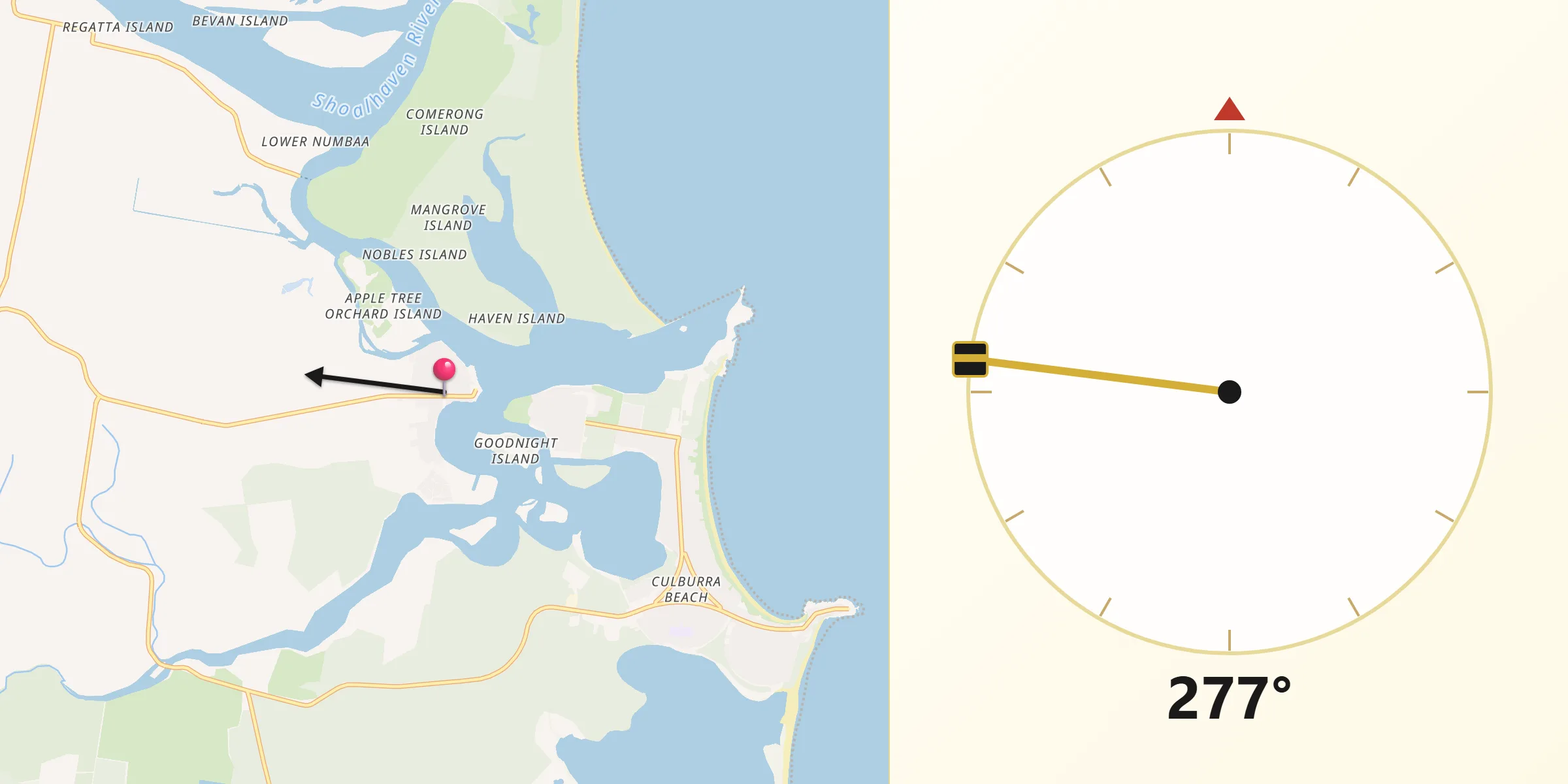 Qibla Direction from Greenwell Point