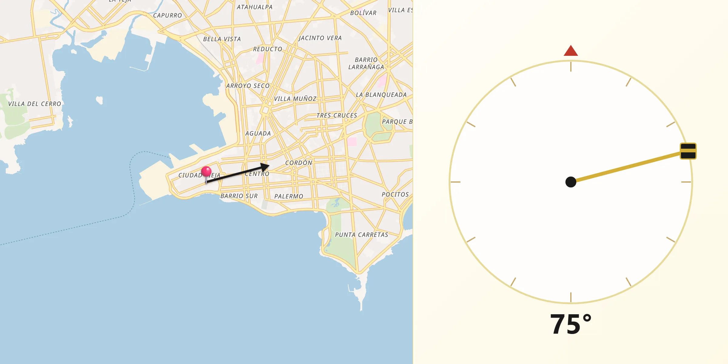 Dirección de la Qibla desde Ciudad Vieja