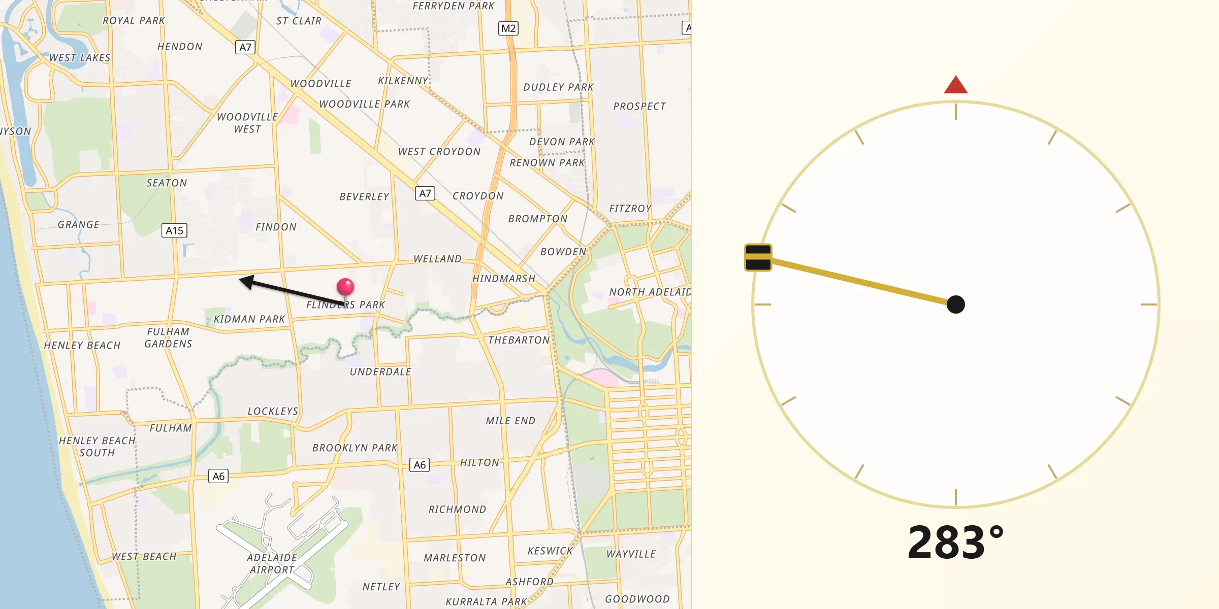 Qibla Direction from Flinders Park