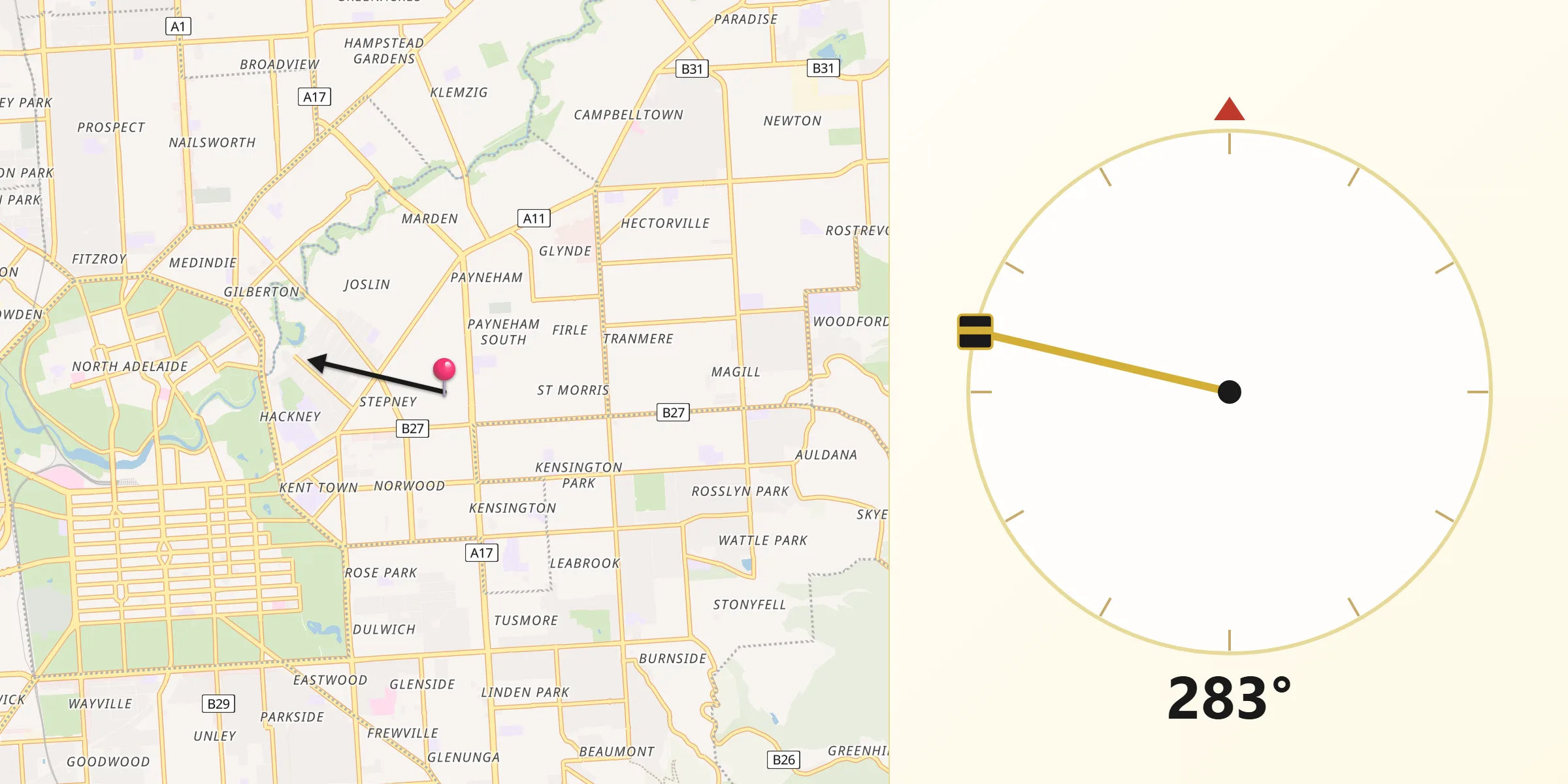 Qibla Direction from Maylands