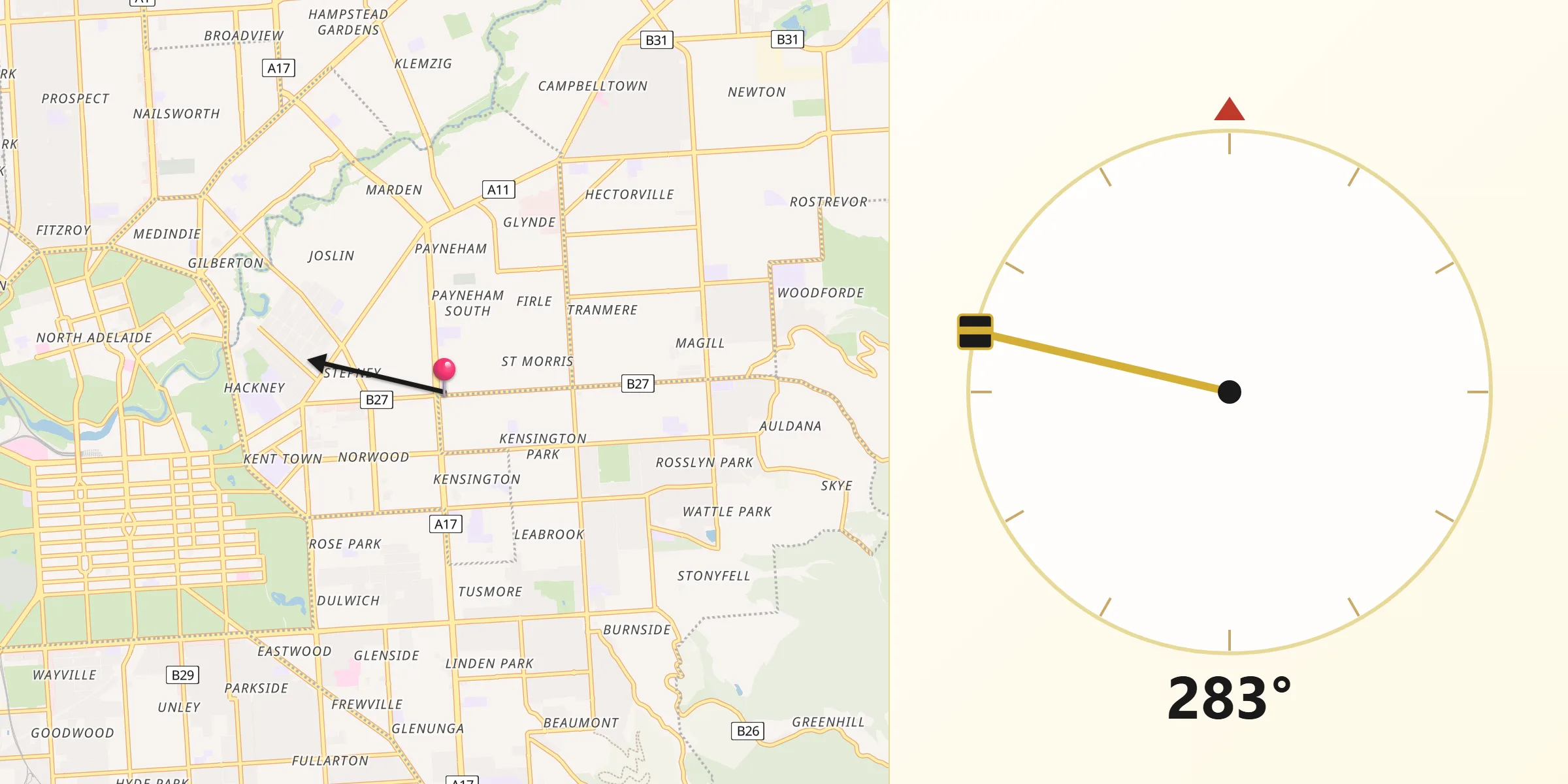 Qibla Direction from Trinity Gardens