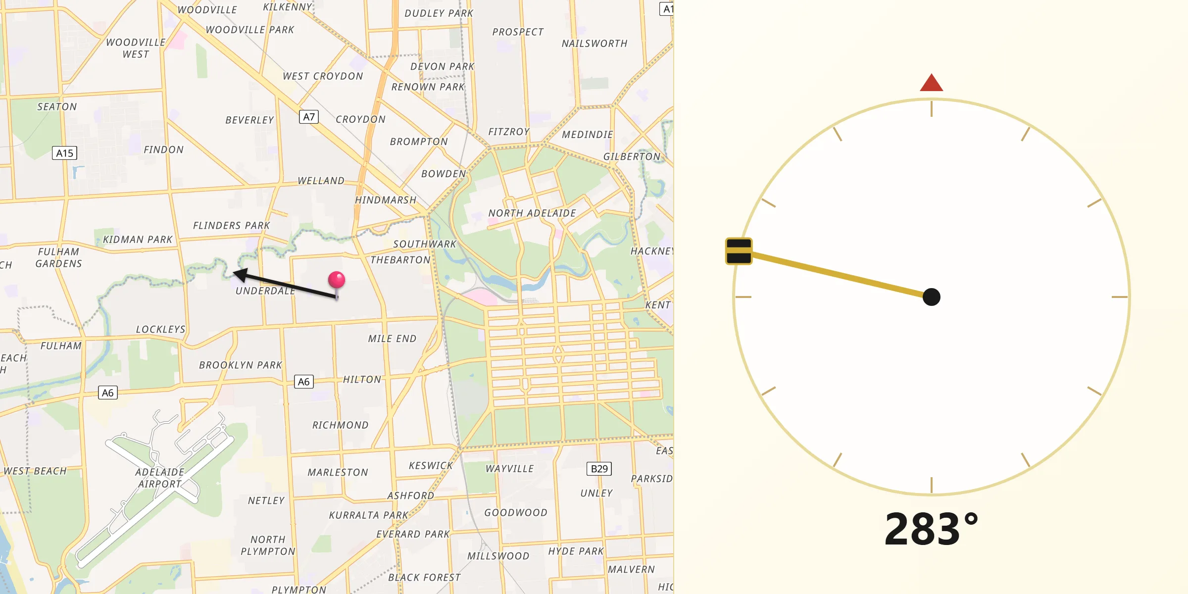 Qibla Direction from Torrensville
