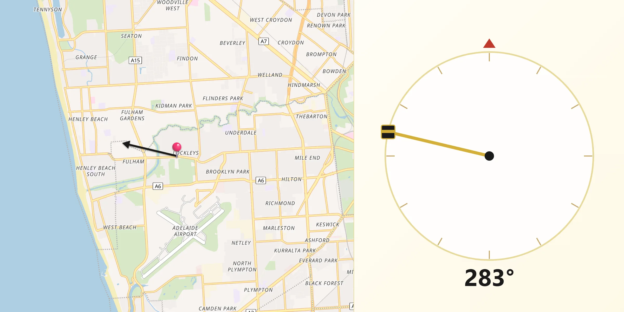 Qibla Direction from Lockleys