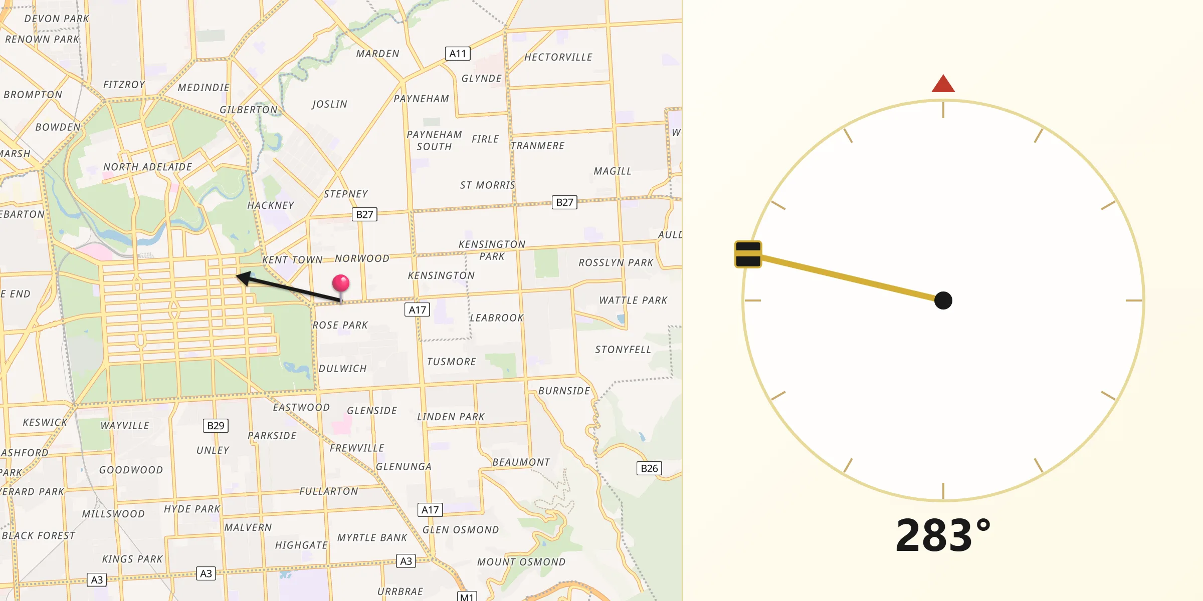 Qibla Direction from Norwood