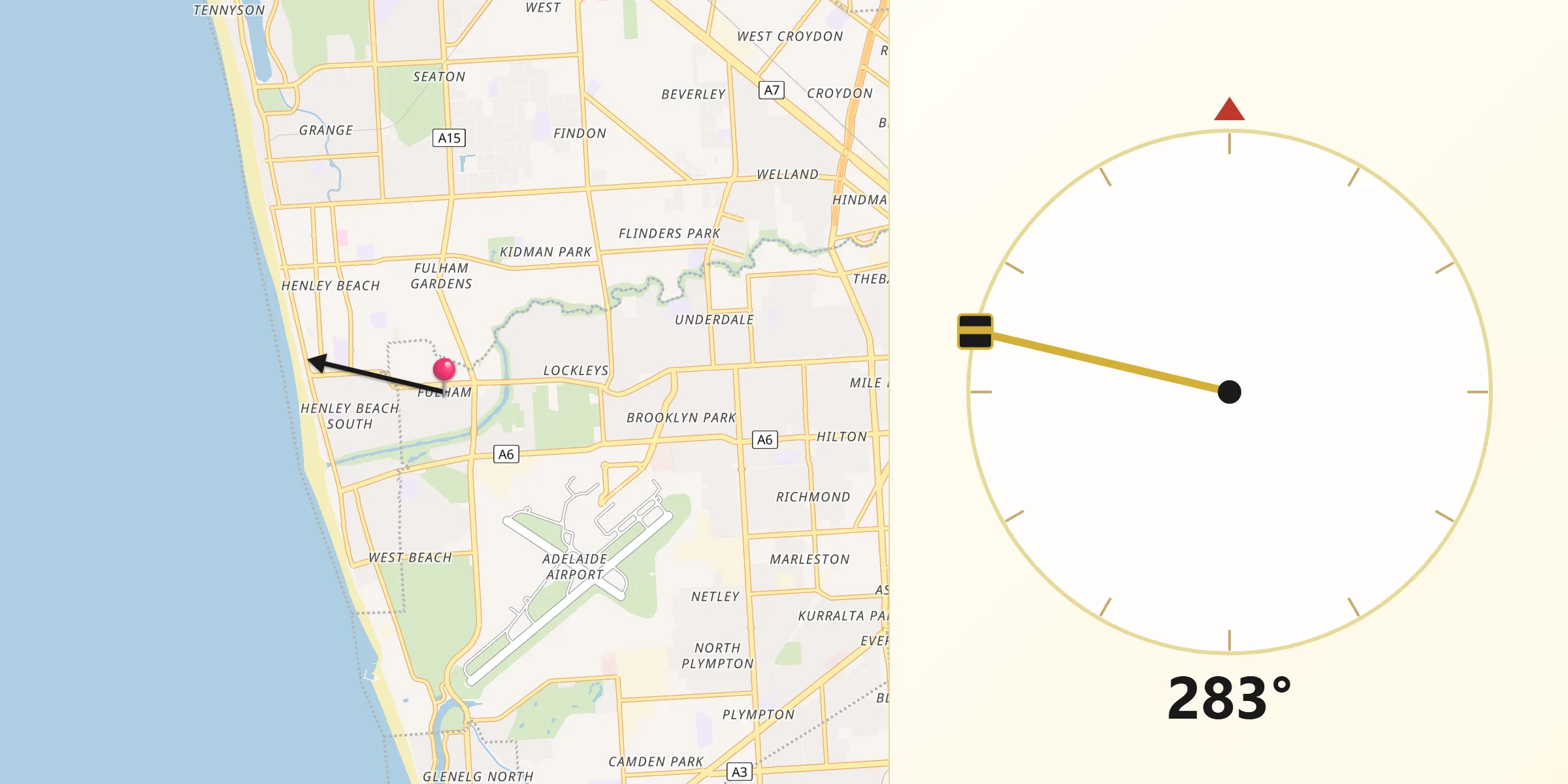 Qibla Direction from Fulham