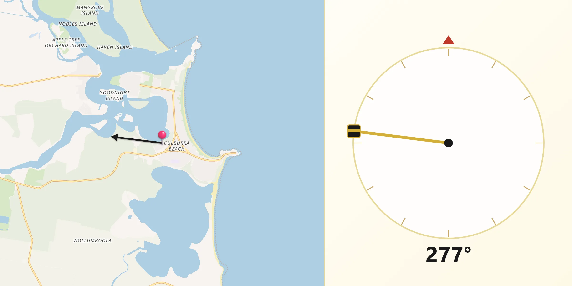 Qibla Direction from Culburra Beach