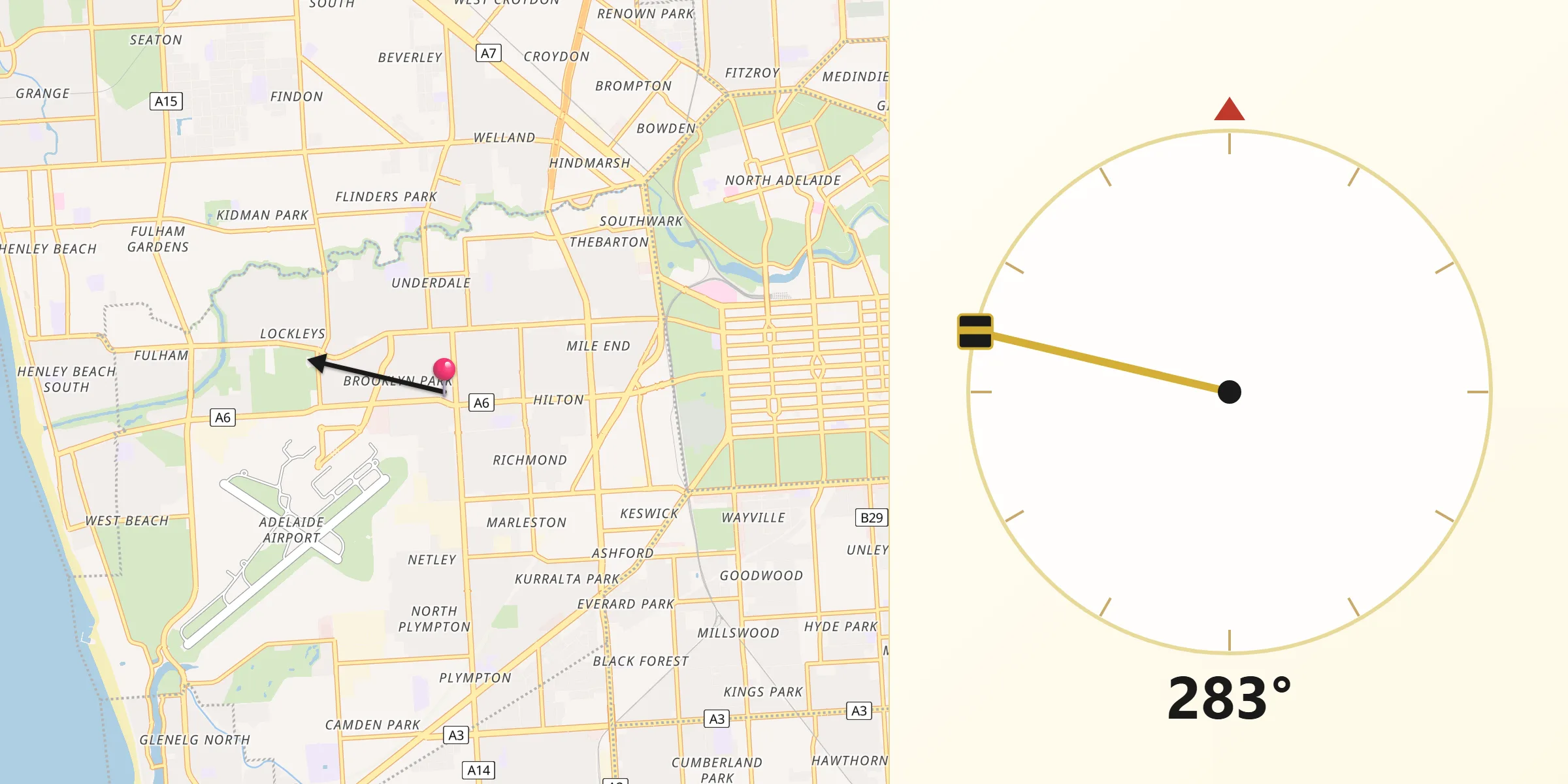 Qibla Direction from City of West Torrens