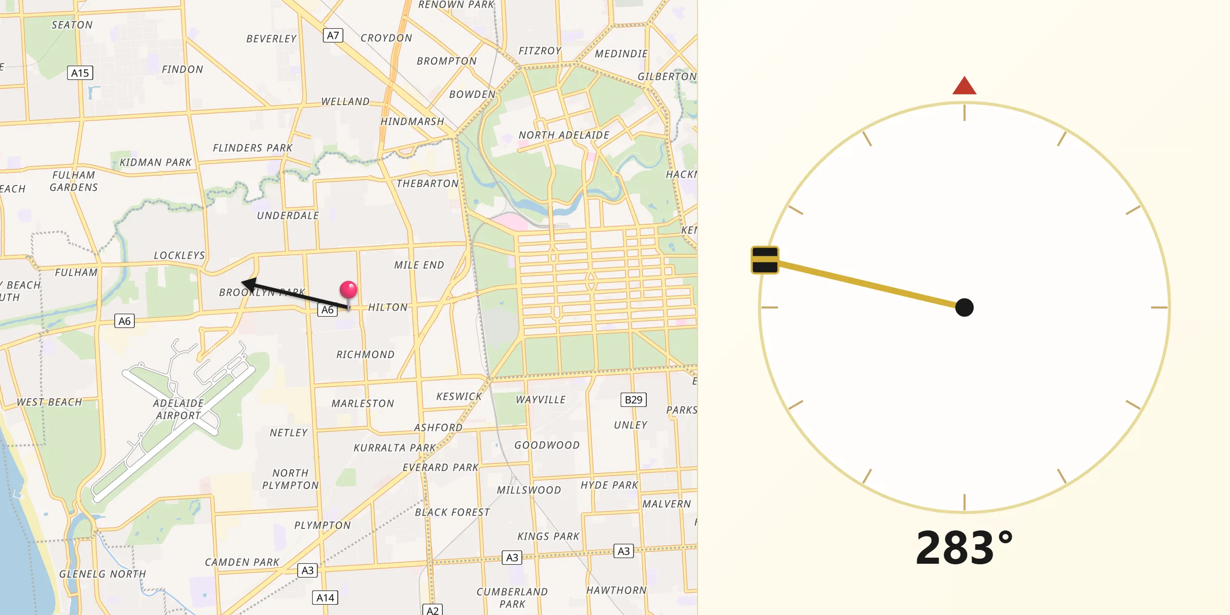 Qibla Direction from Cowandilla