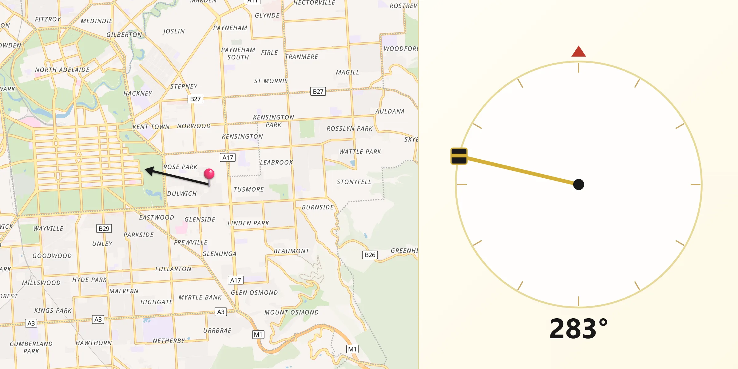 Qibla Direction from Toorak Gardens