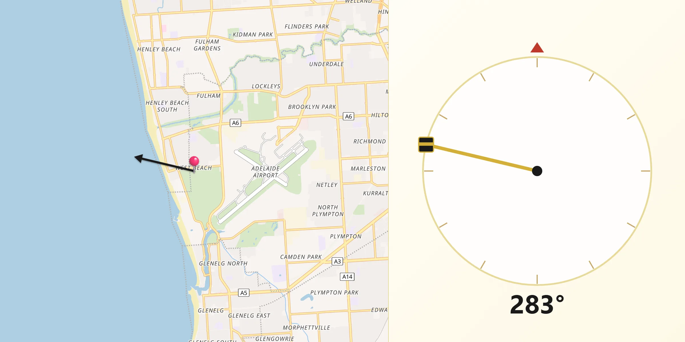 Qibla Direction from West Beach