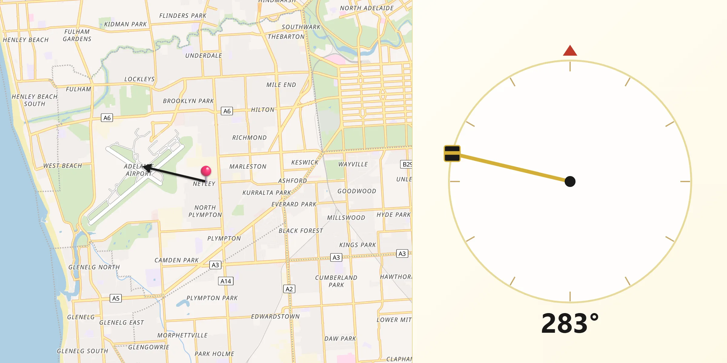 Qibla Direction from Netley