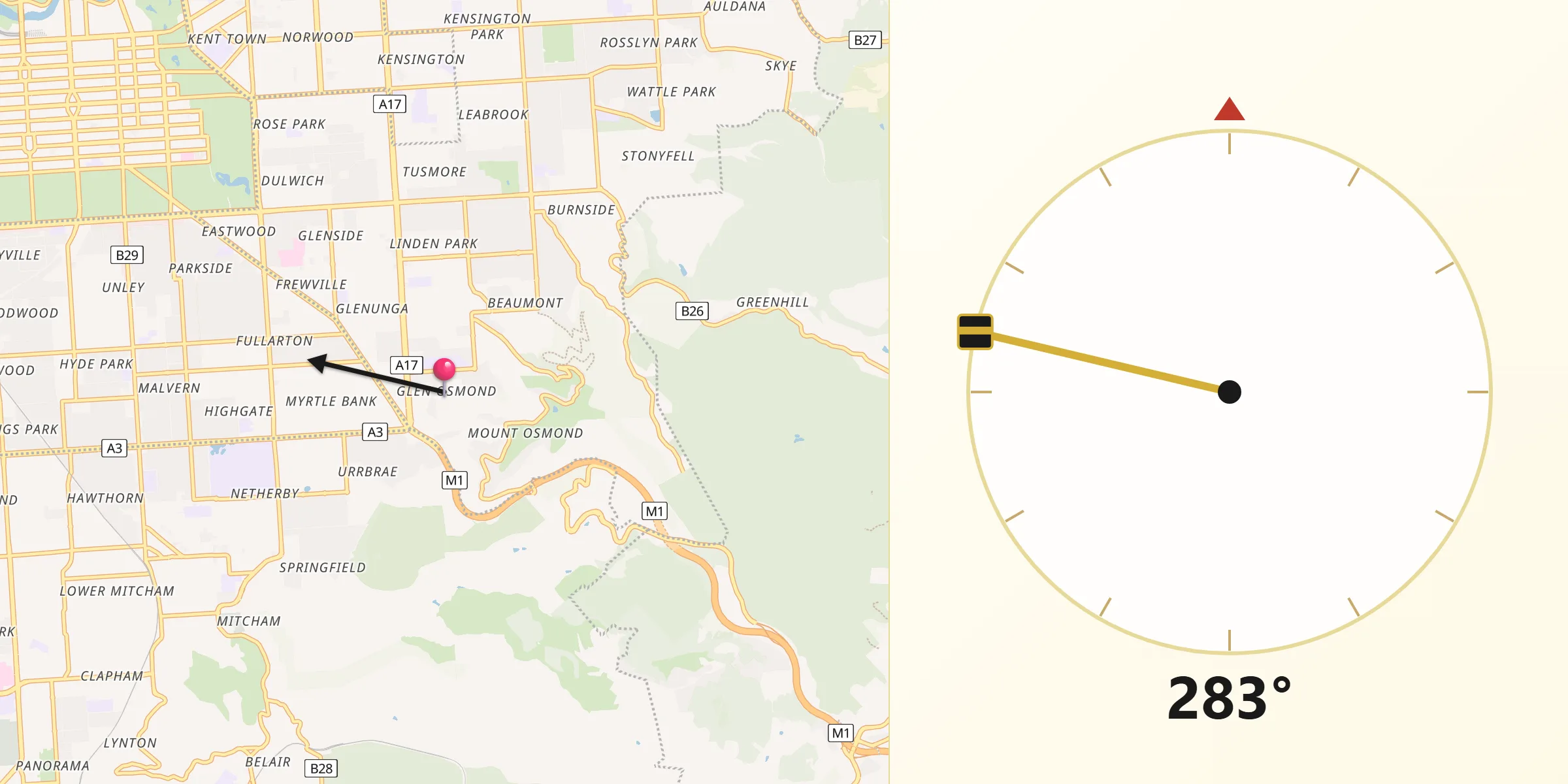 Qibla Direction from Glen Osmond