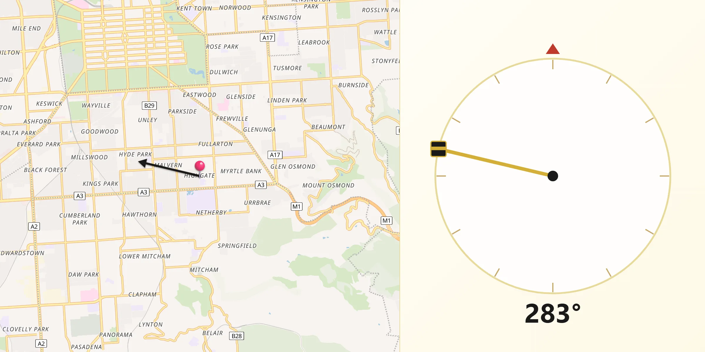 Qibla Direction from Highgate