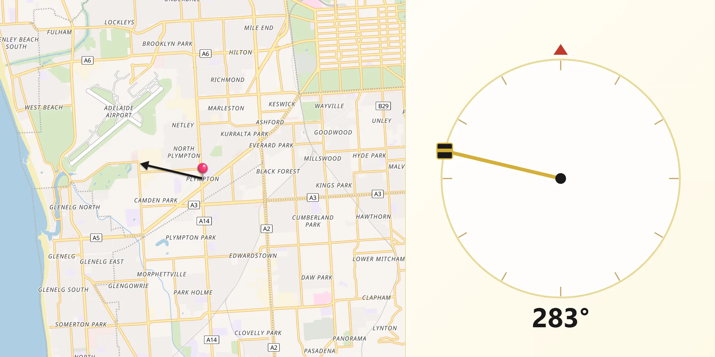 Qibla Direction from Plympton