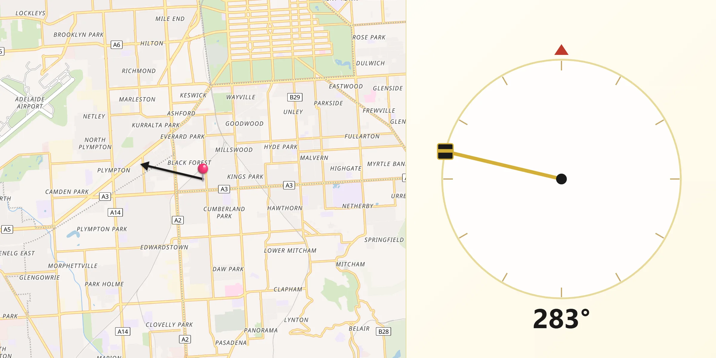 Qibla Direction from Clarence Park