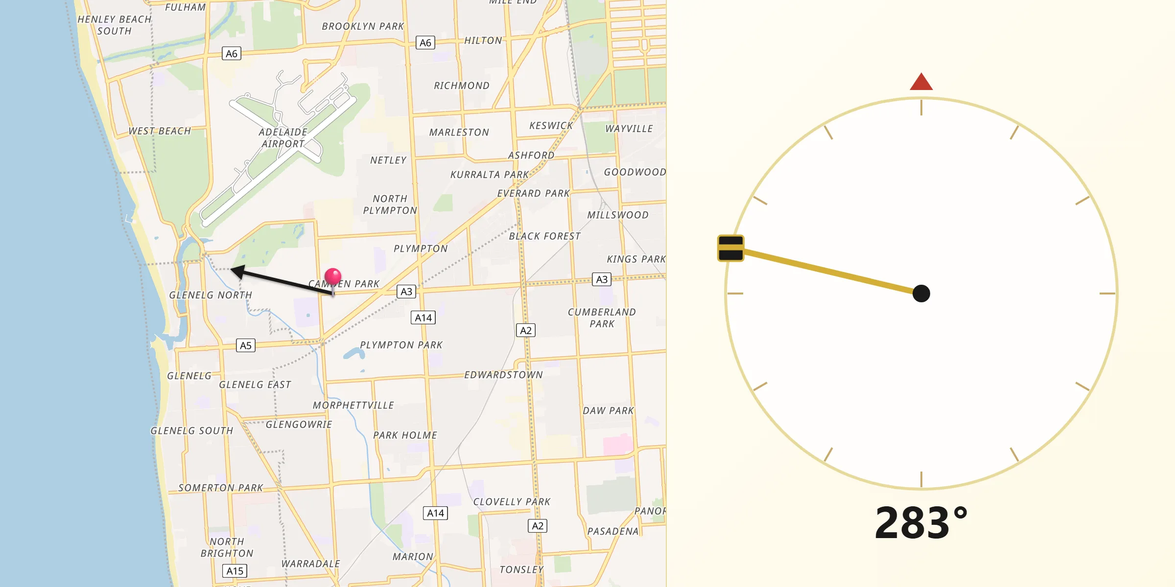 Qibla Direction from Camden Park
