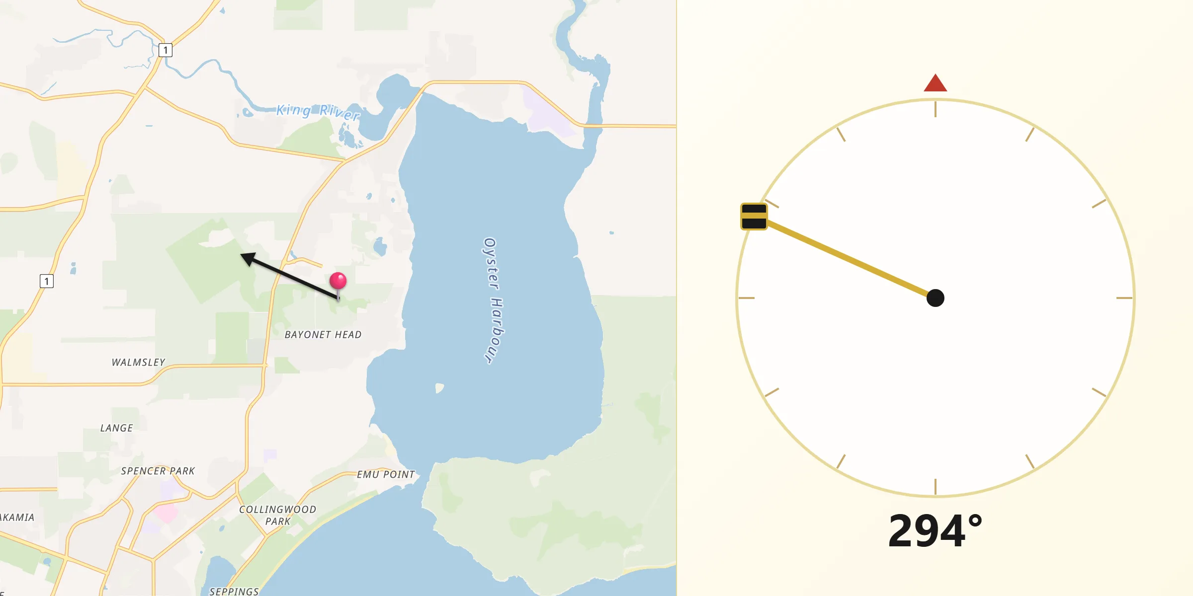 Qibla Direction from Bayonet Head