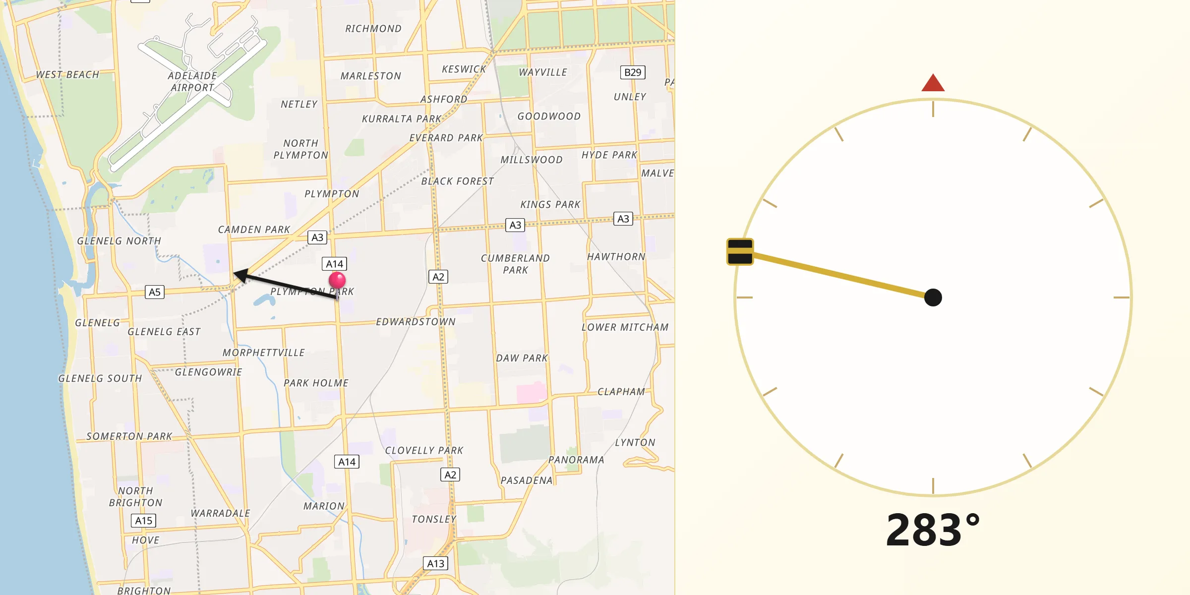 Qibla Direction from South Plympton