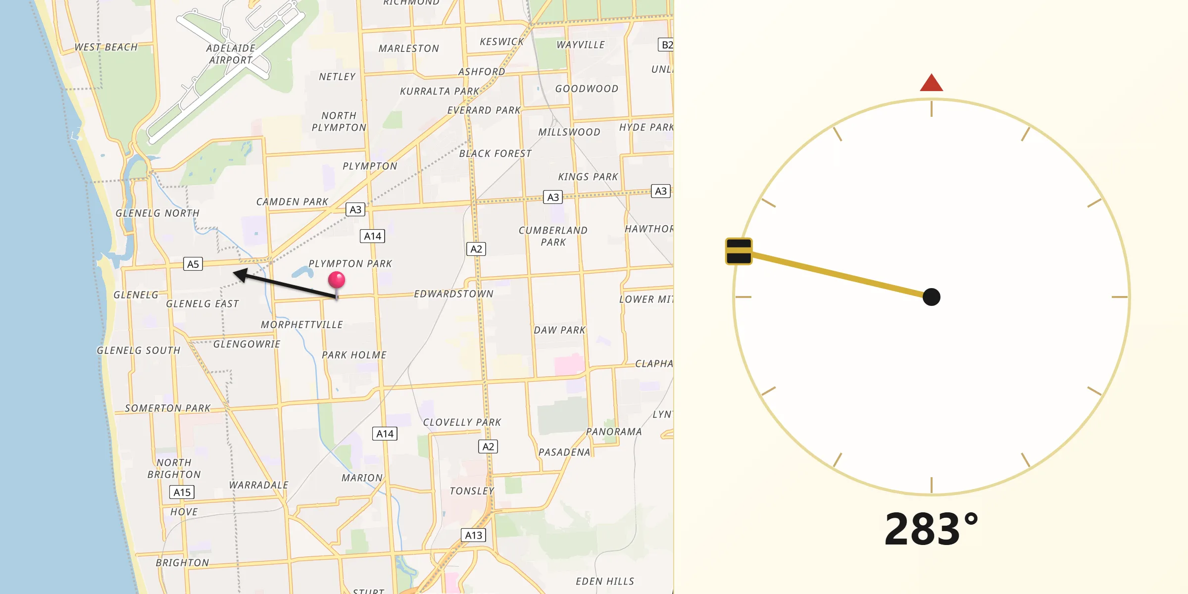 Qibla Direction from Plympton Park