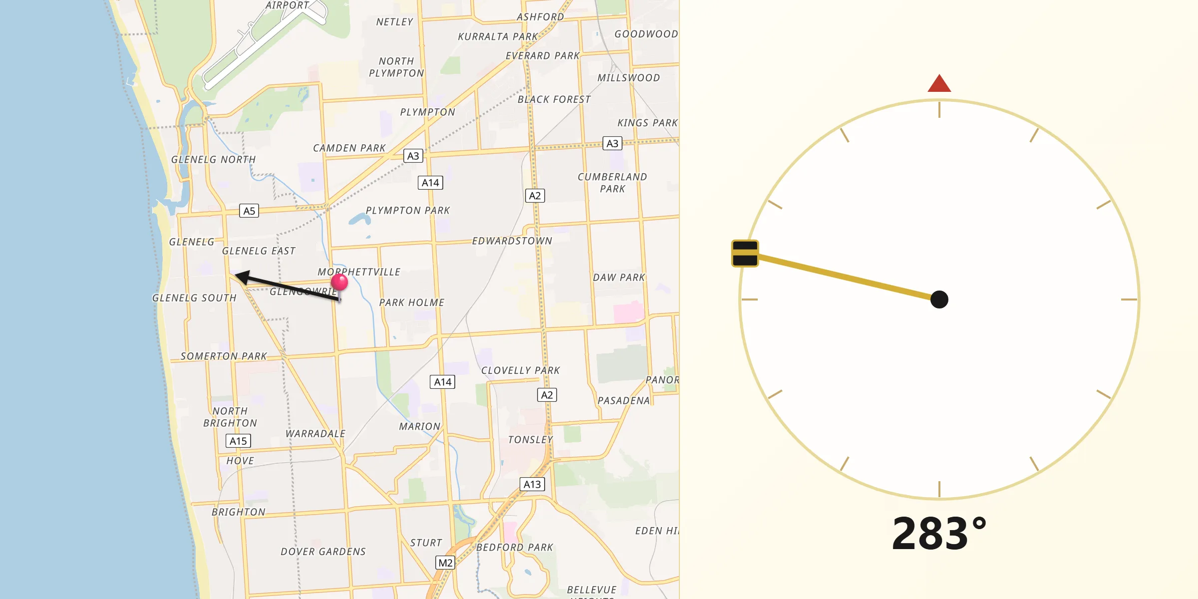 Qibla Direction from Morphettville