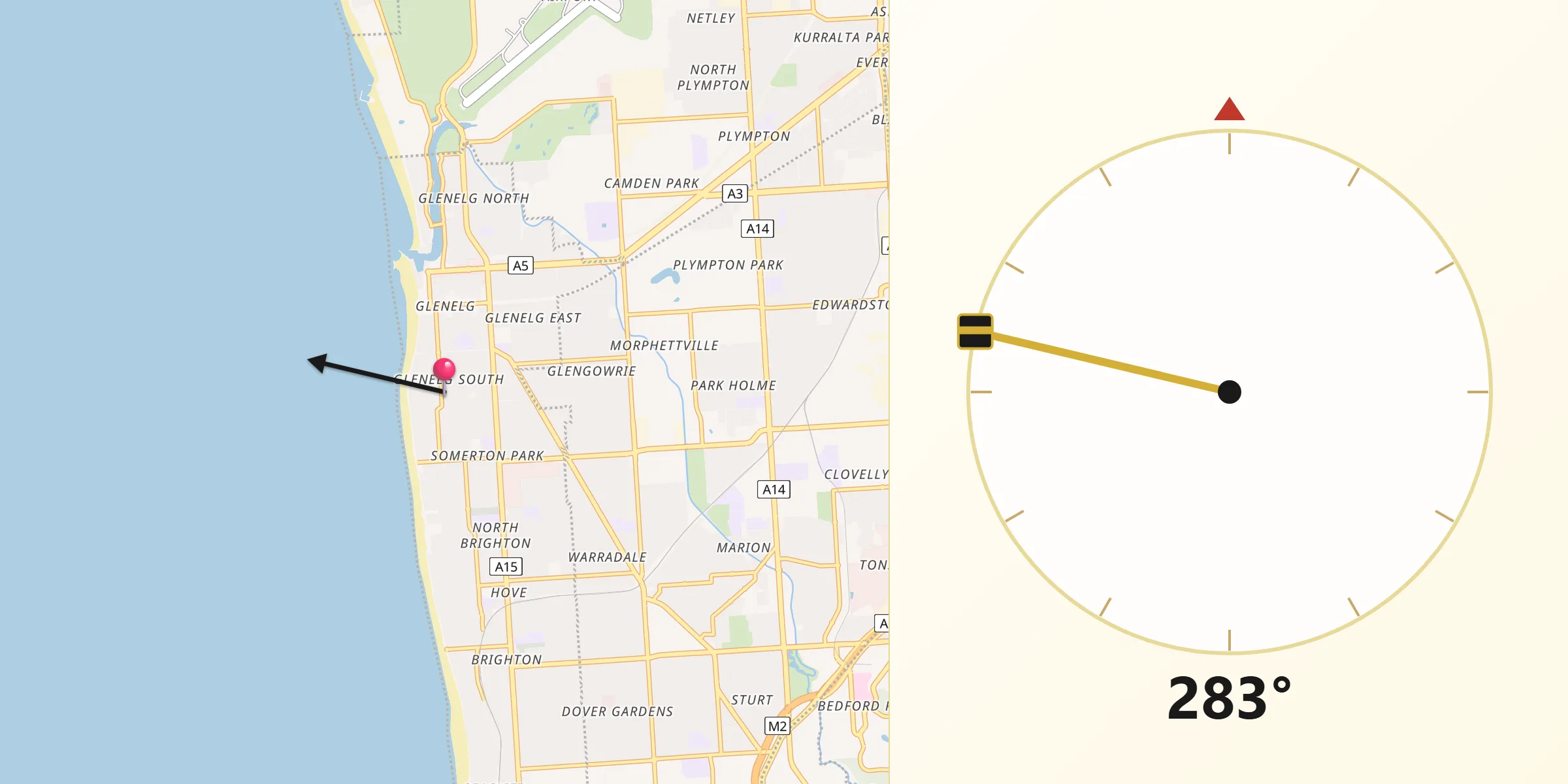 Qibla Direction from Glenelg South