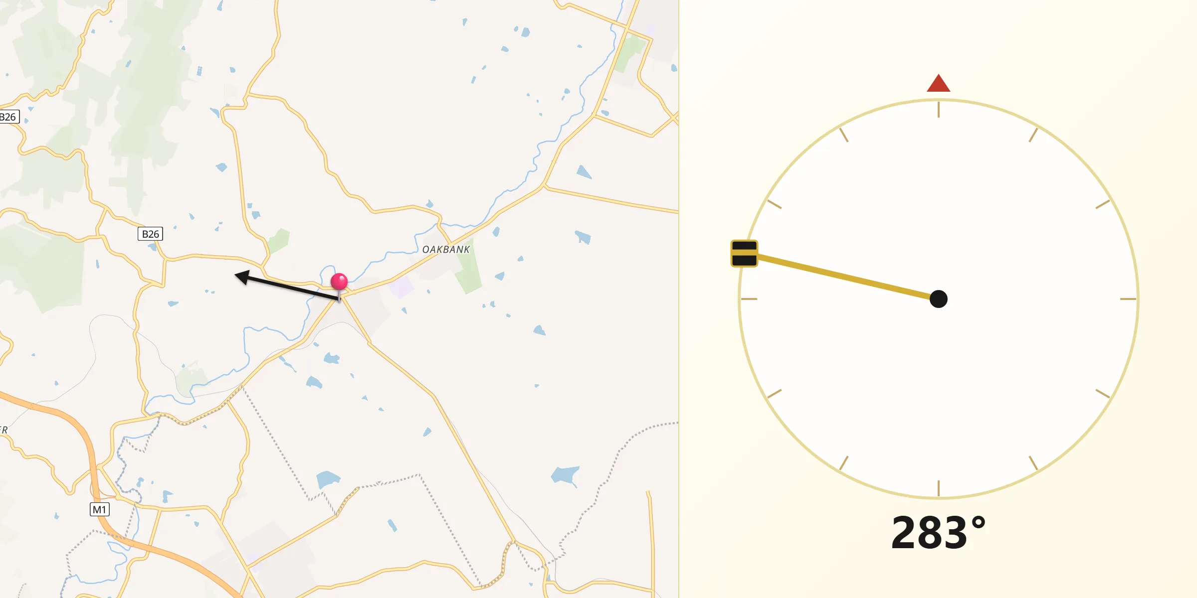 Qibla Direction from Balhannah