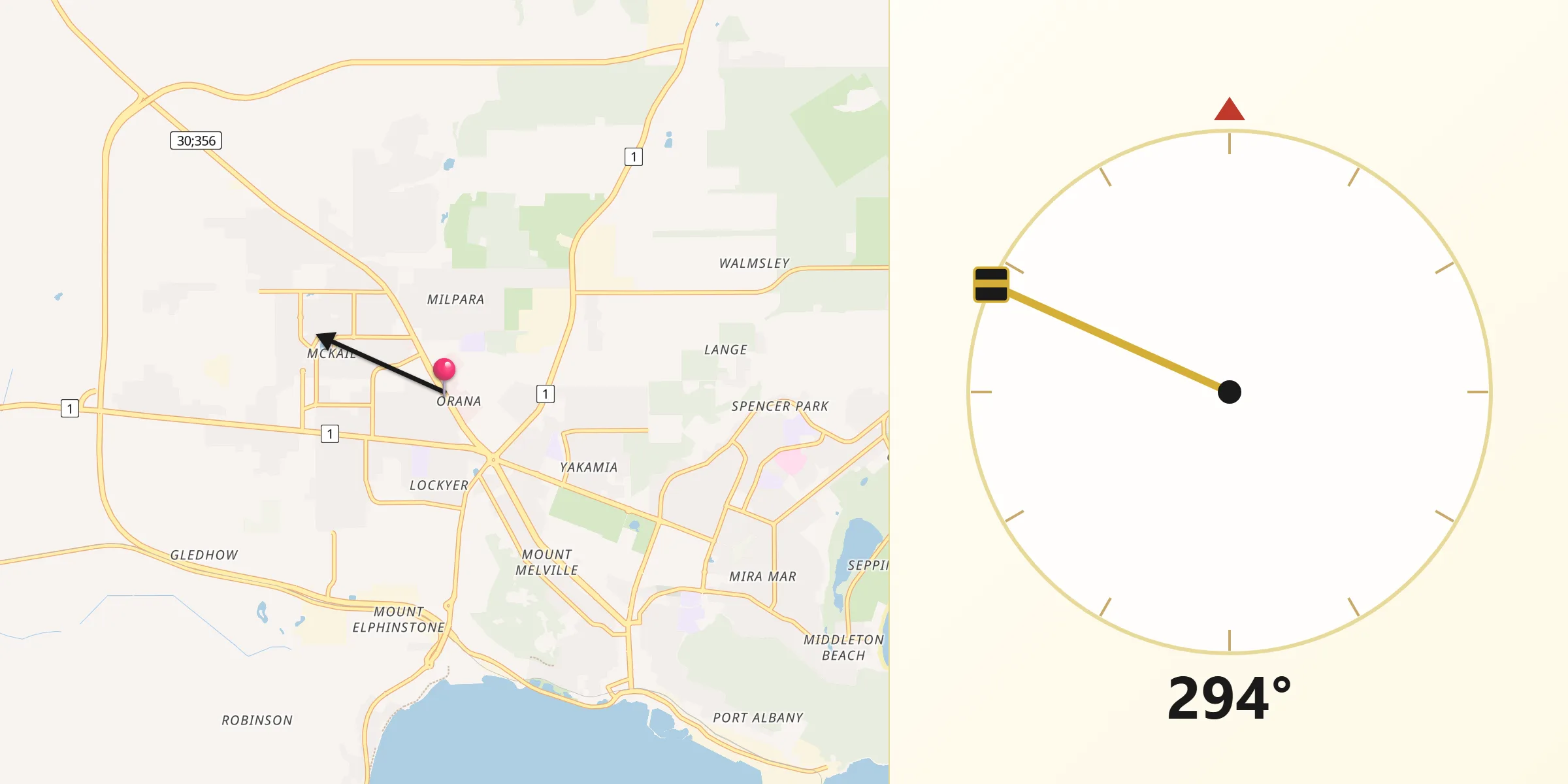 Qibla Direction from Orana