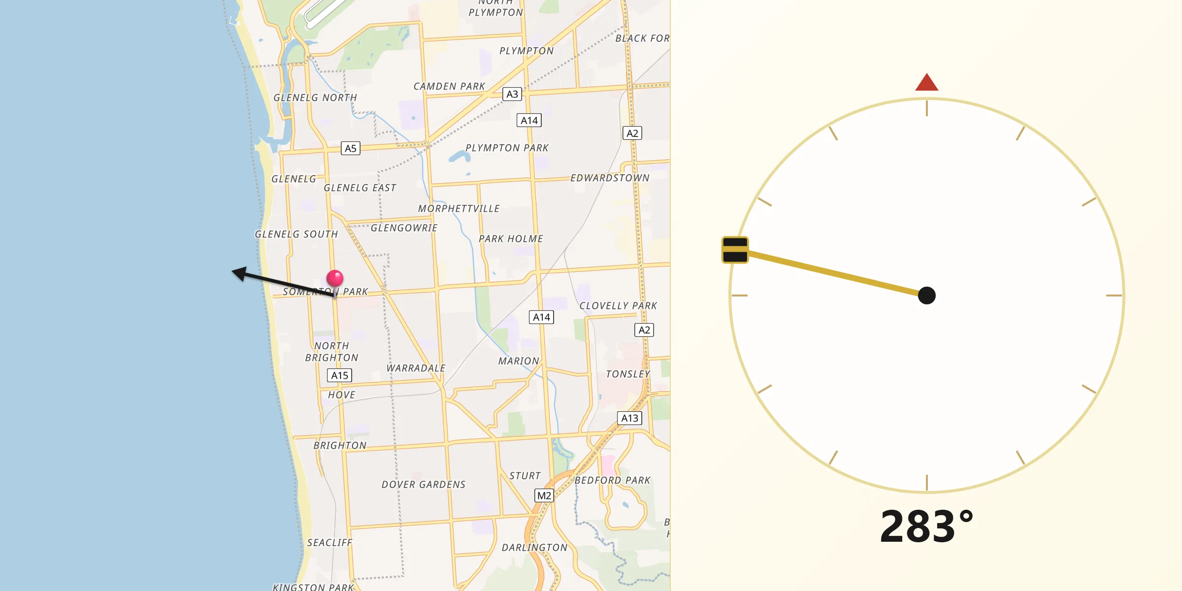 Qibla Direction from Somerton Park