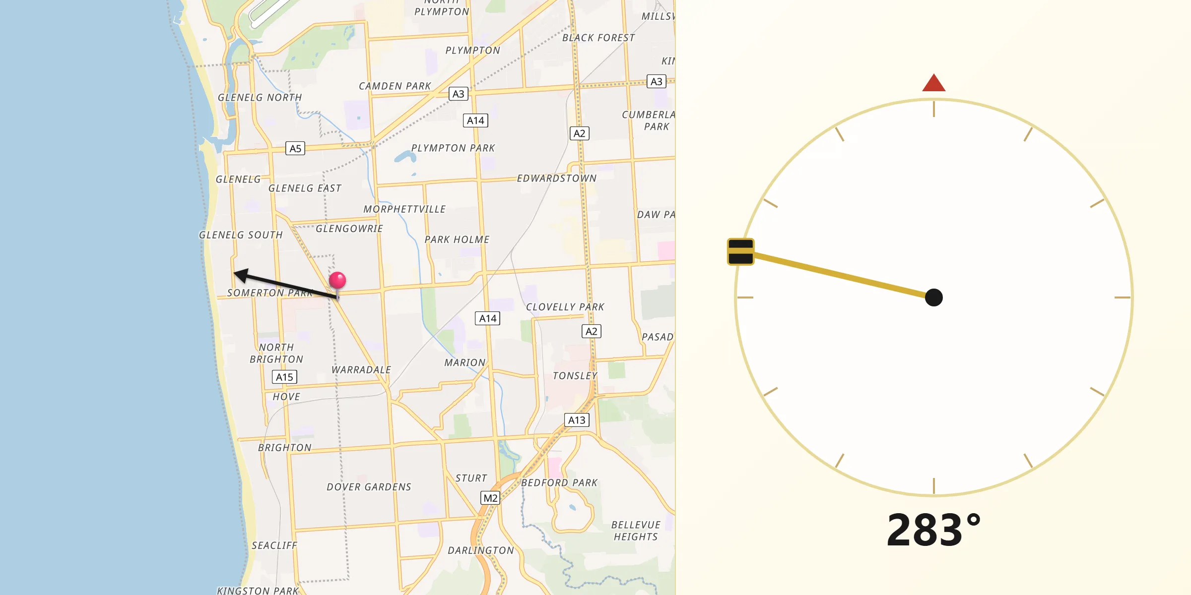 Qibla Direction from Warradale
