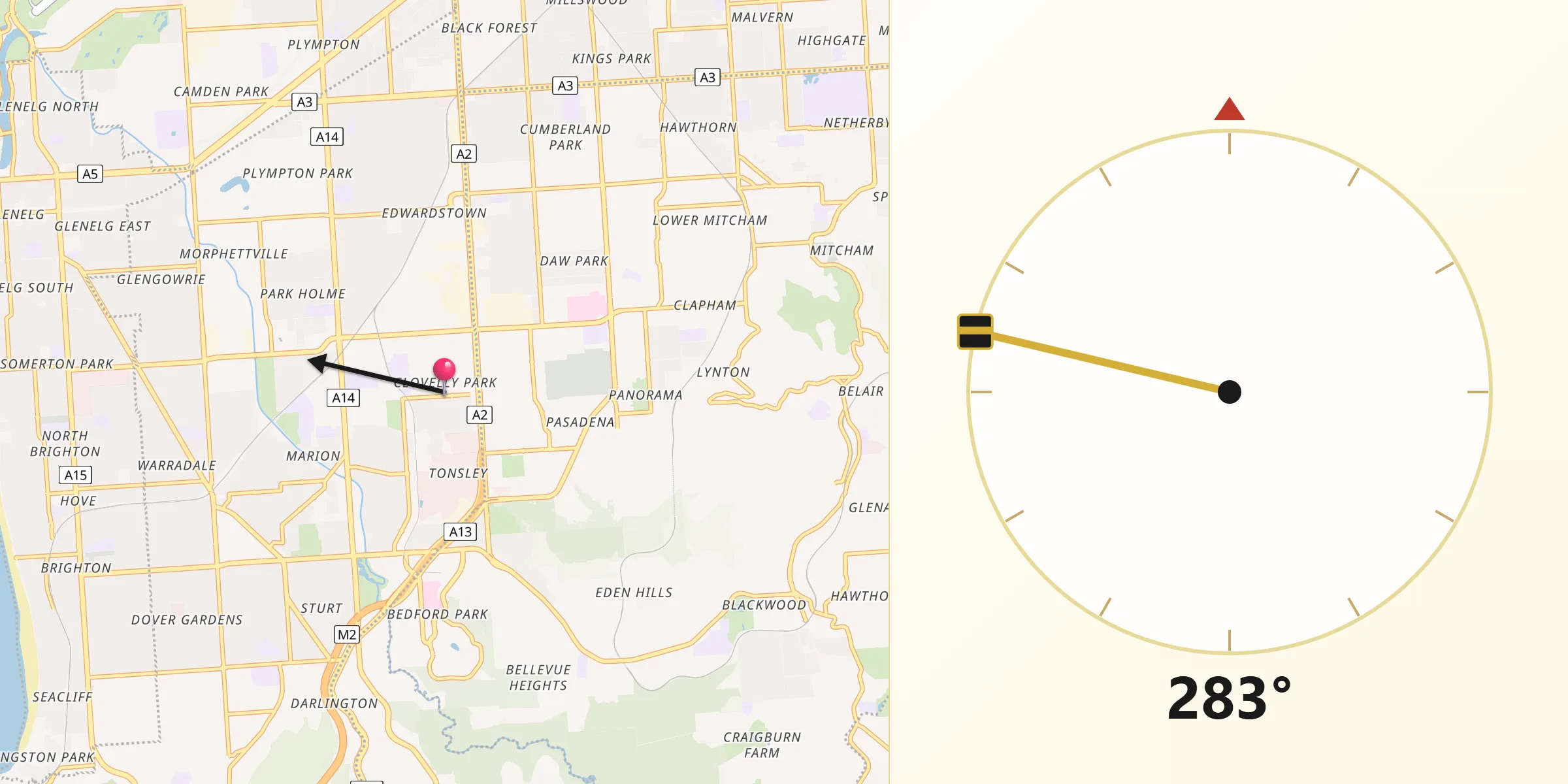 Qibla Direction from Clovelly Park