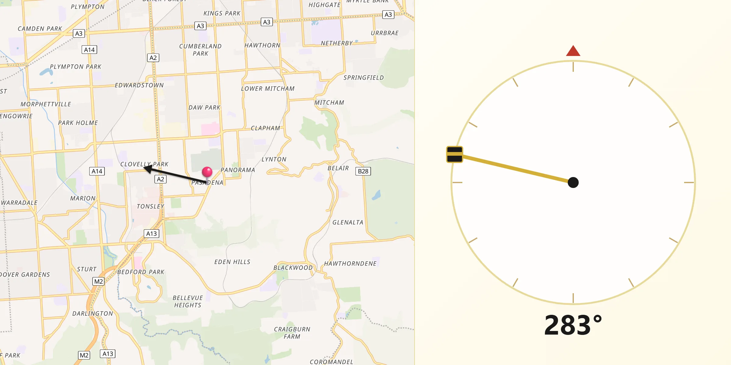 Qibla Direction from Pasadena