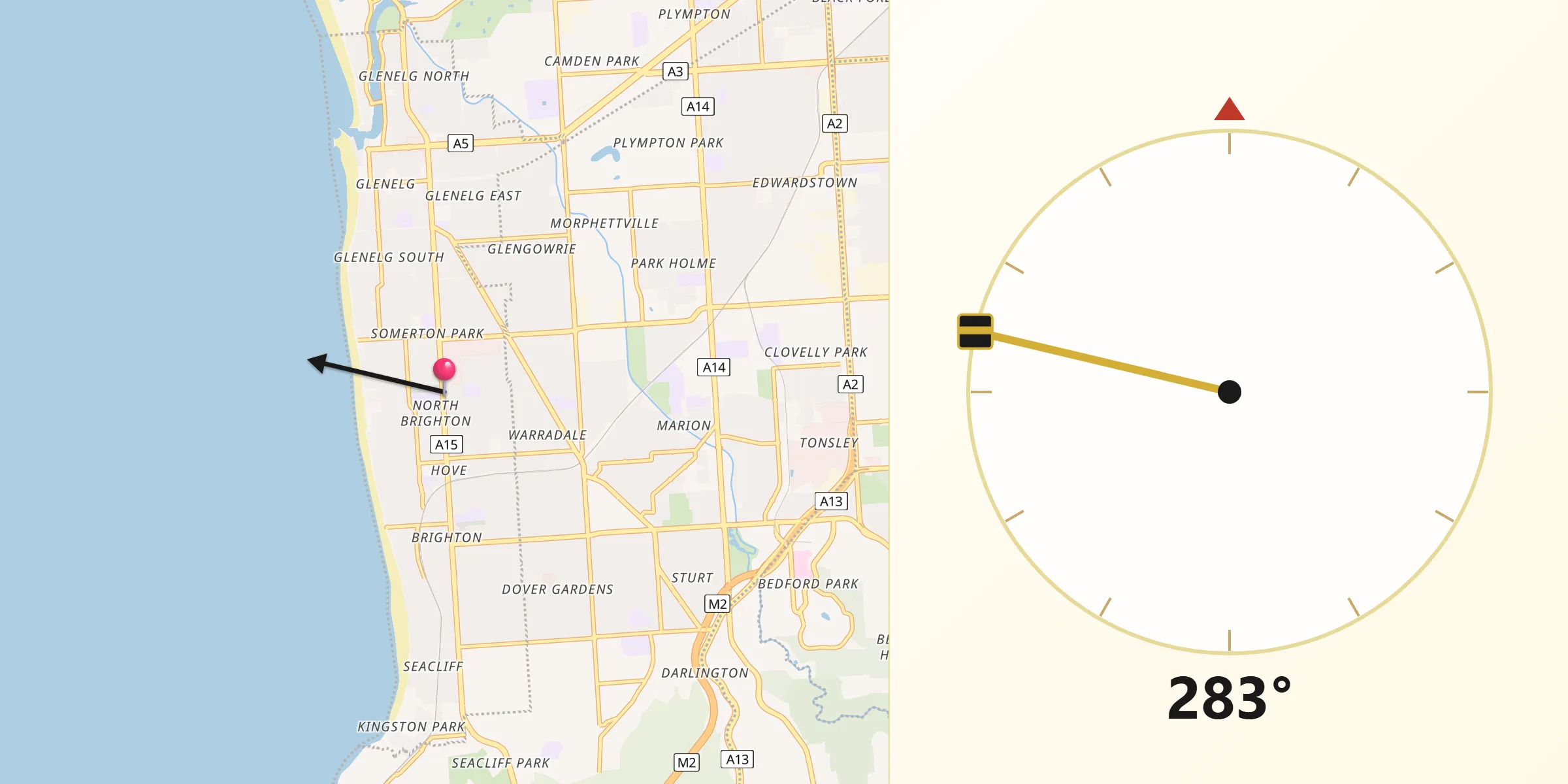 Qibla Direction from North Brighton