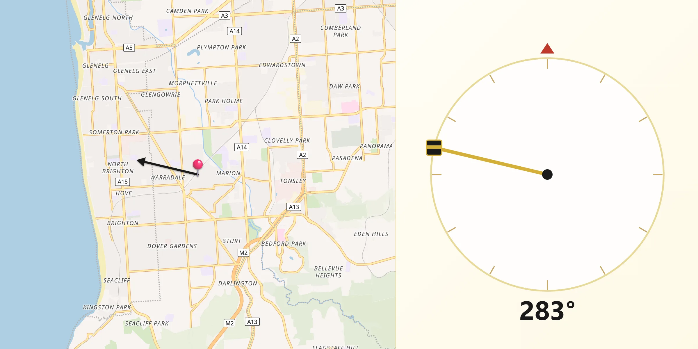 Qibla Direction from Oaklands Park