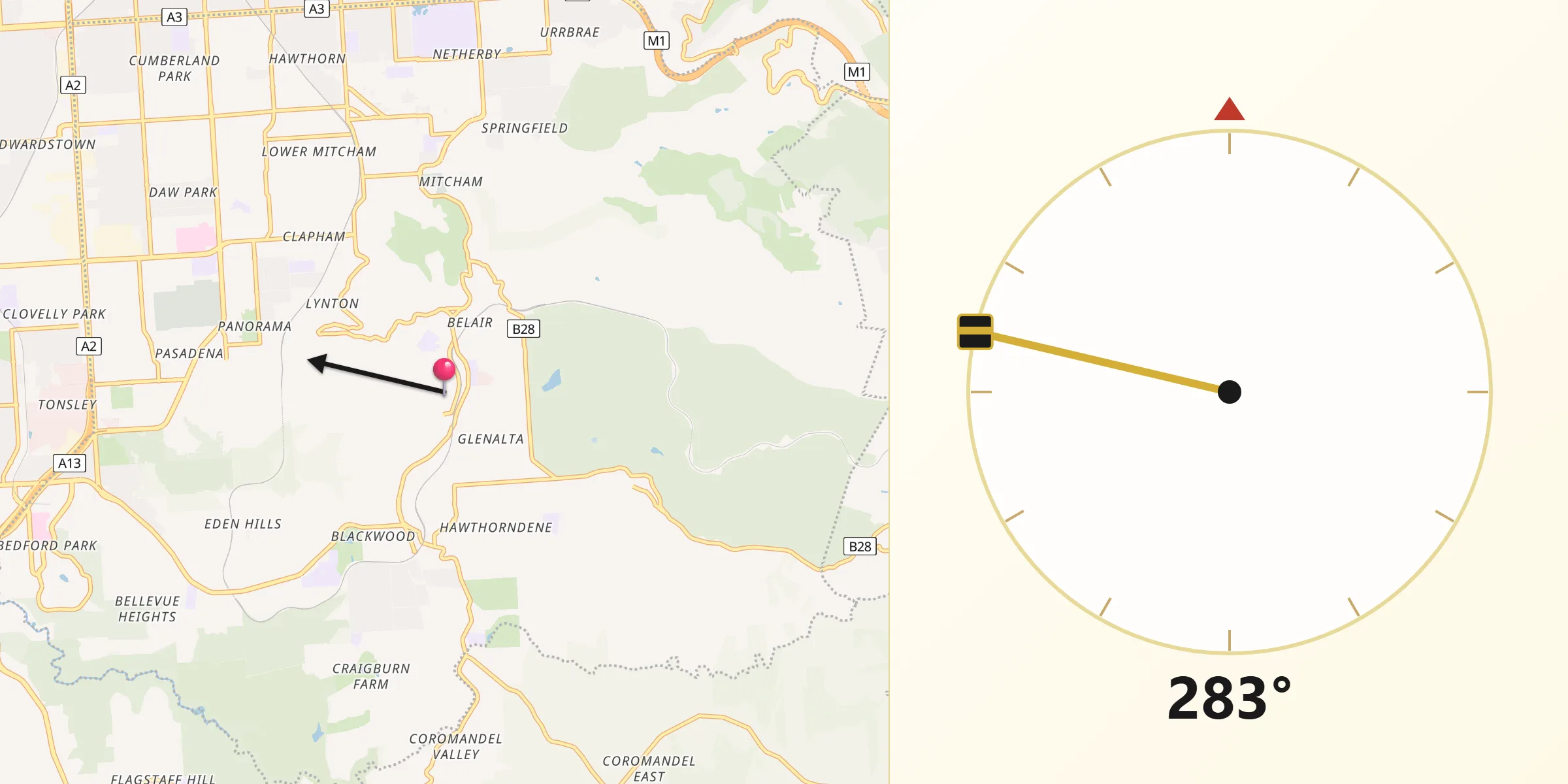 Qibla Direction from Mitcham